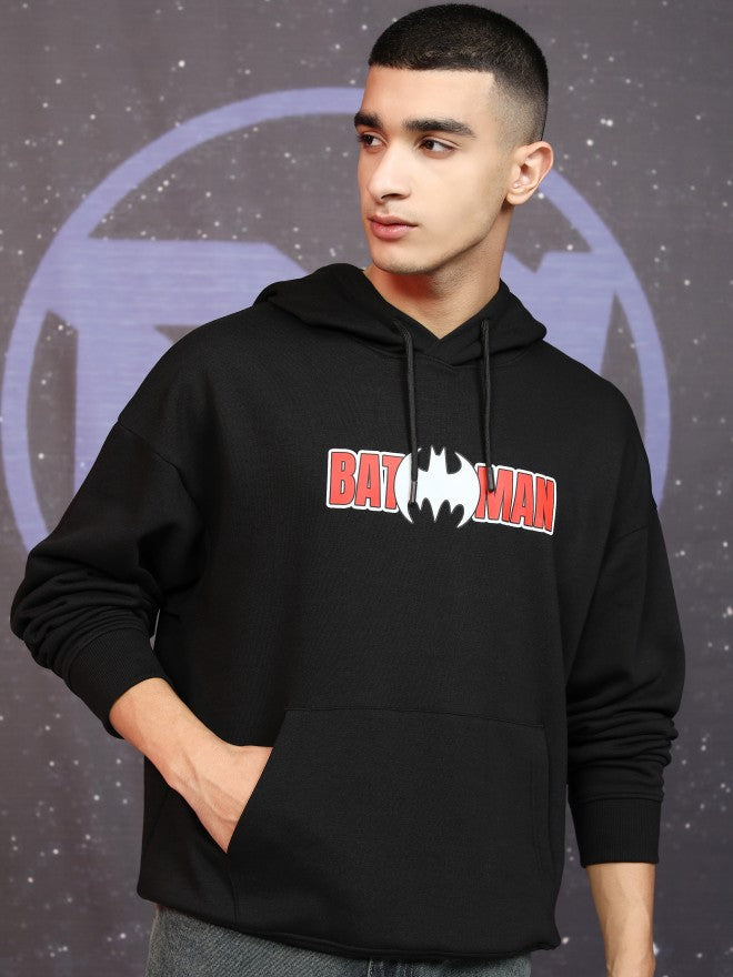 DC By Highlander Men Black Batman Hooded Pullover Sweatshirt - Black - Image 3