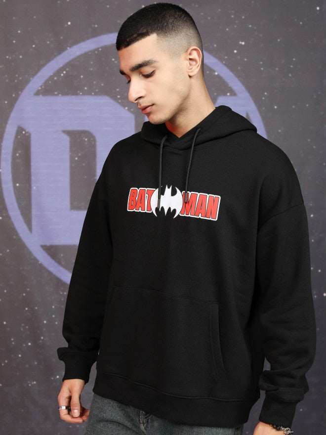 DC By Highlander Men Black Batman Hooded Pullover Sweatshirt - Black - Image 4
