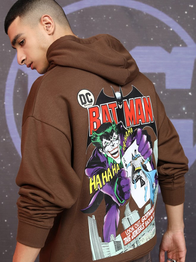 DC By Highlander Men Brown Batman Hooded Pullover Sweatshirt - Brown - Image 1