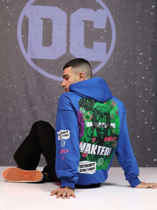 DC By Highlander Men Blue Joker Hooded Pullover Sweatshirt - Blue - Image 2