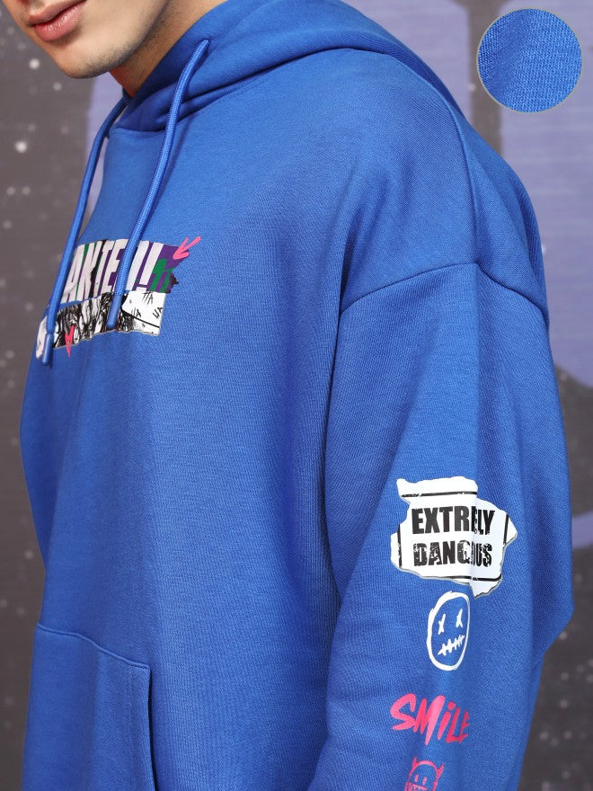 DC By Highlander Men Blue Joker Hooded Pullover Sweatshirt - Blue - Image 5