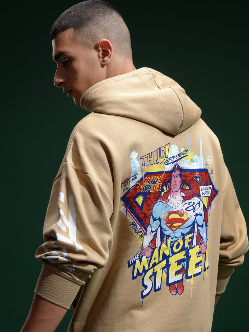 DC By Highlander Men Brown Superman Hooded Pullover Sweatshirt - Brown - Image 1