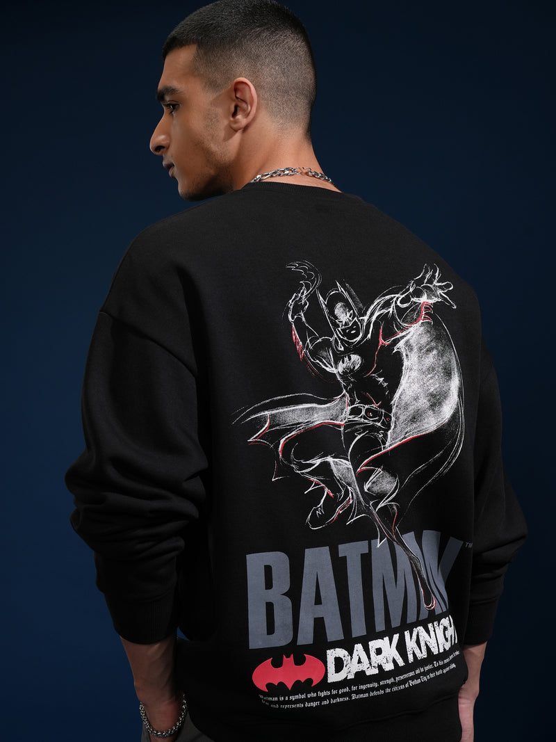 DC By Highlander Men Black Batman Round Neck Pullover Sweatshirt - Black - Image 1