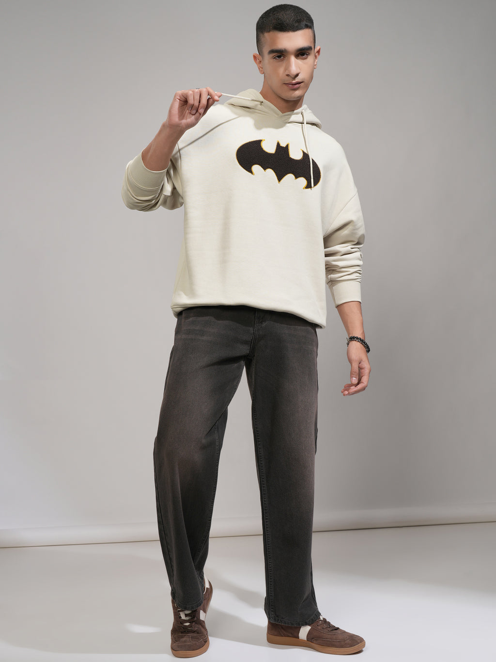 DC By Highlander Men Beige Batman Hooded Pullover Sweatshirt - Beige - Image 2