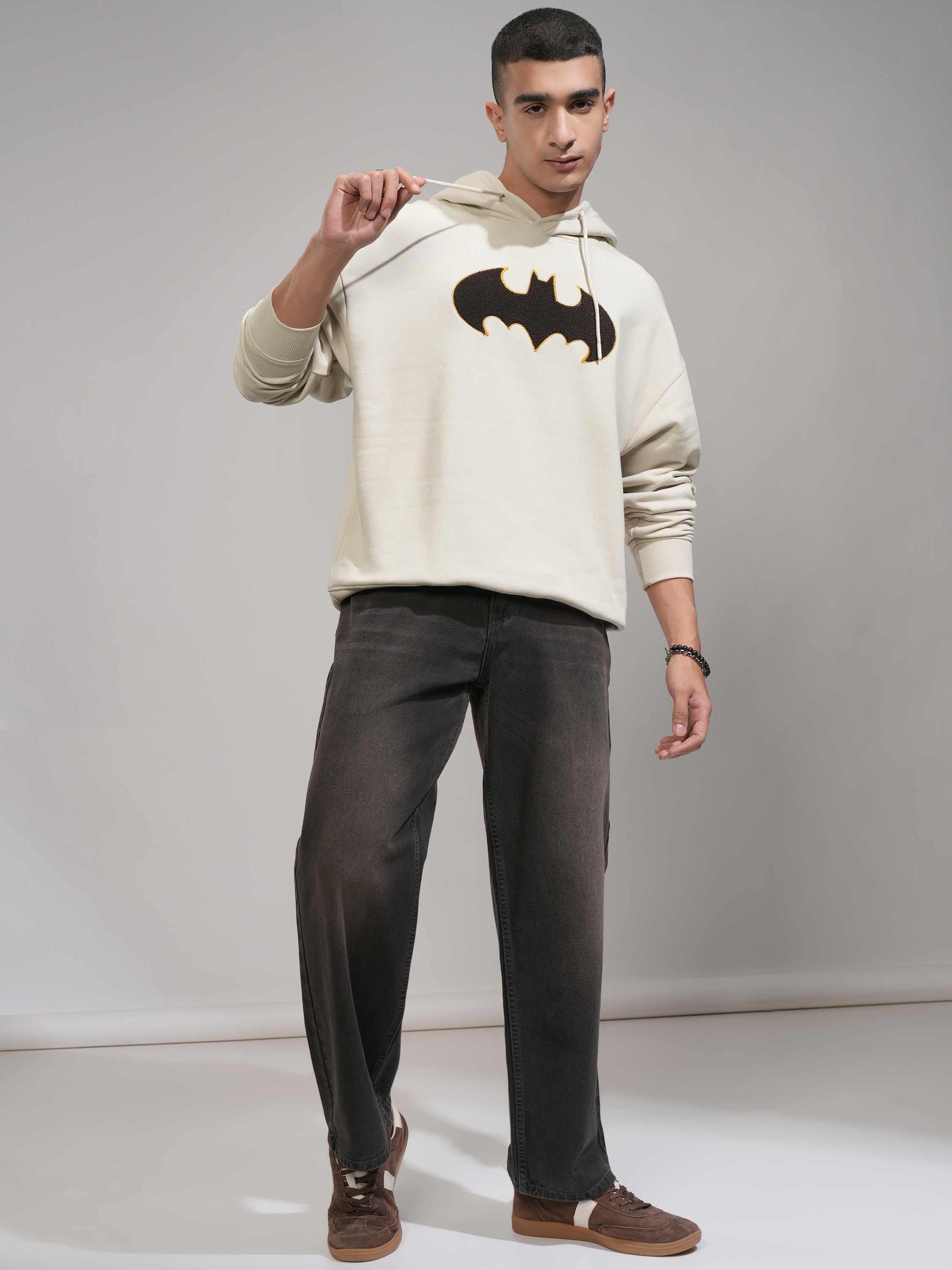 DC By Highlander Men Beige Batman Hooded Pullover Sweatshirt - Beige - Image 2