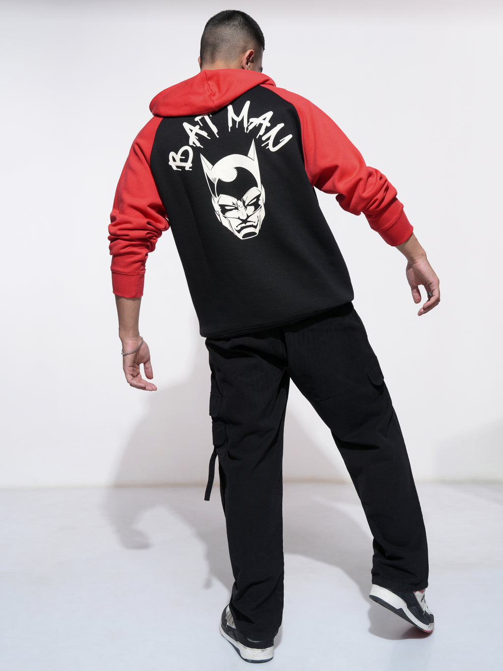 DC By Highlander Men Black Batman Hooded Pullover Sweatshirt - Black - Image 2