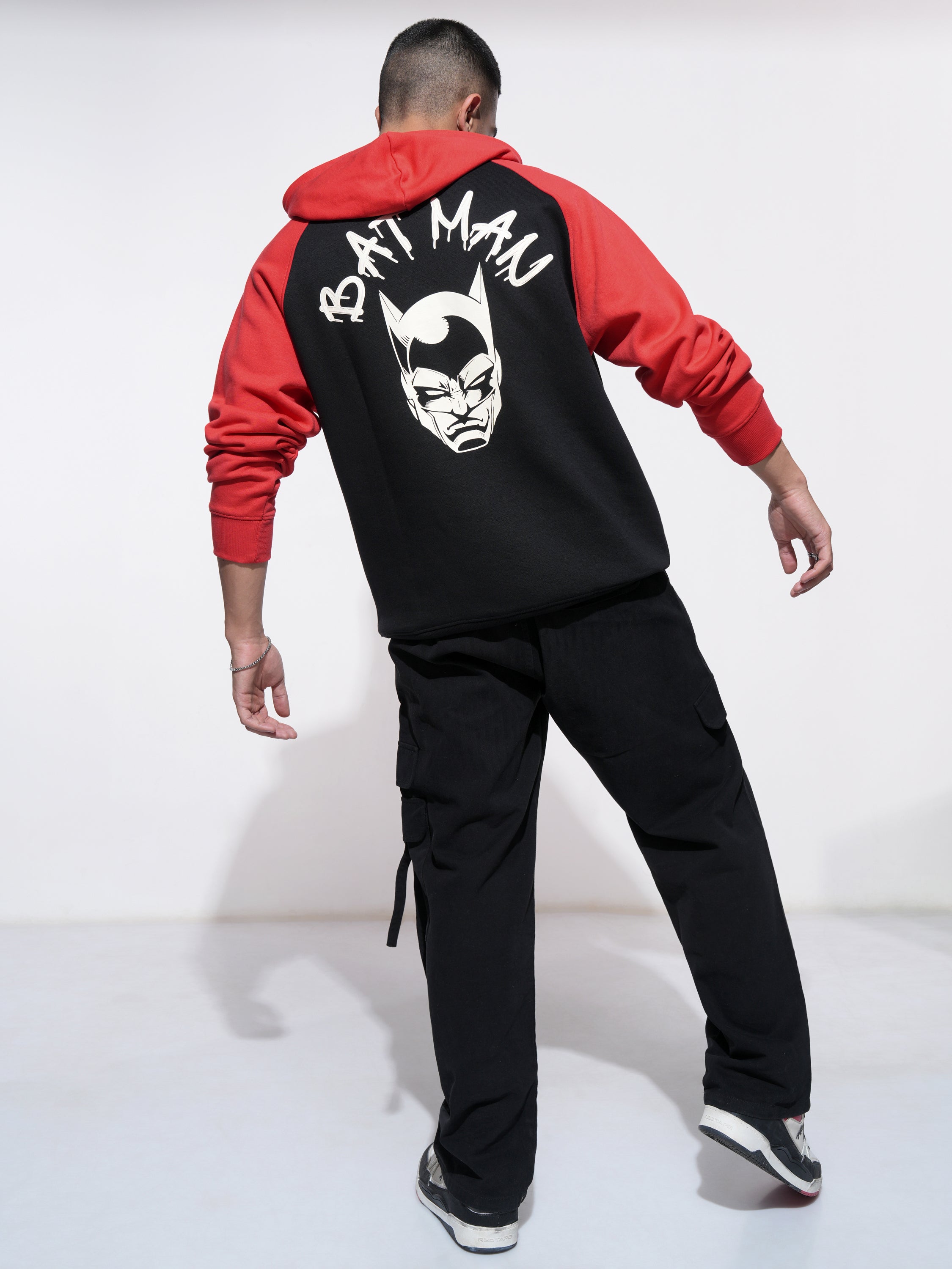 DC By Highlander Men Black Batman Hooded Pullover Sweatshirt - Black - Image 2