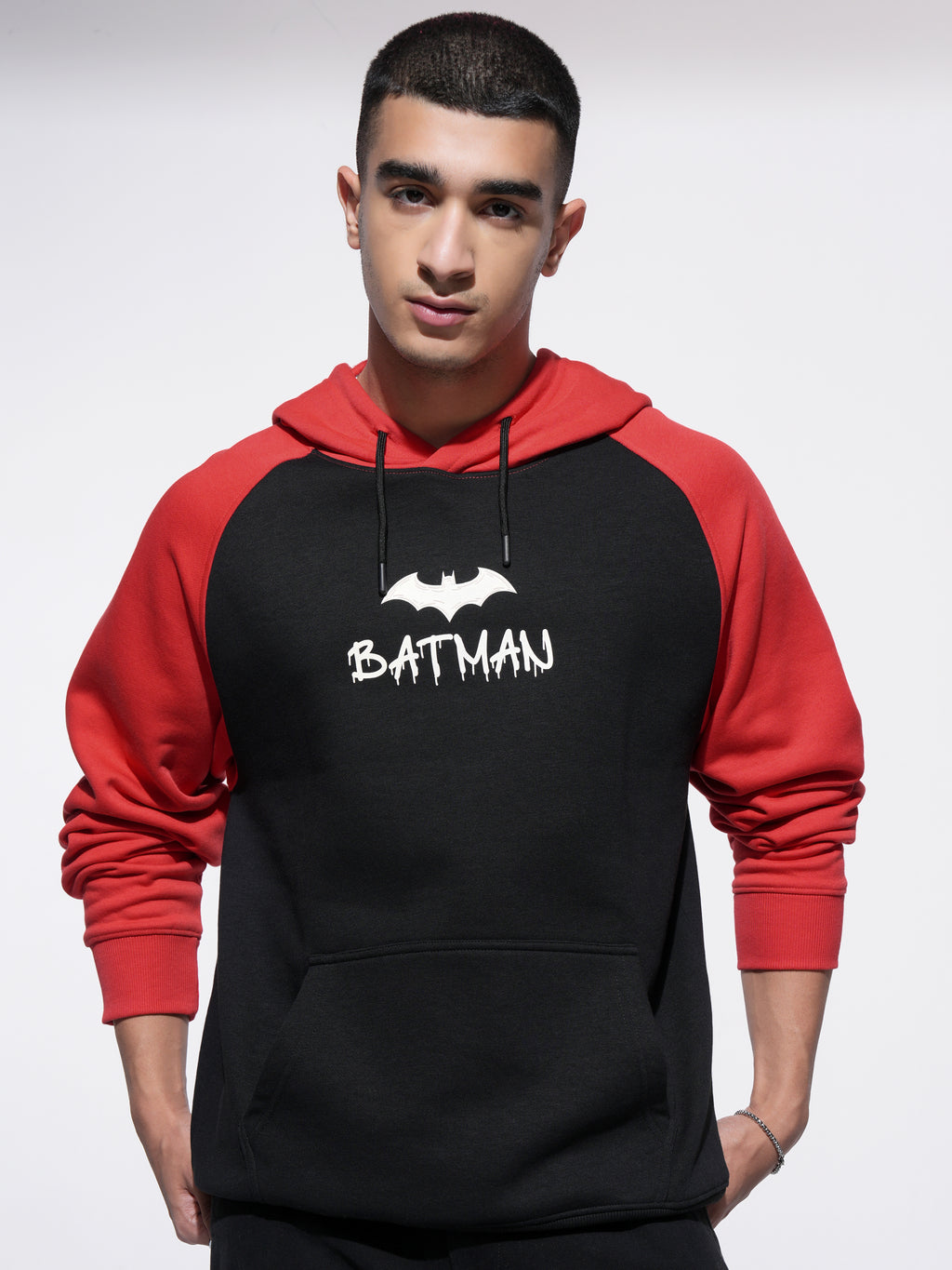 DC By Highlander Men Black Batman Hooded Pullover Sweatshirt - Black - Image 3