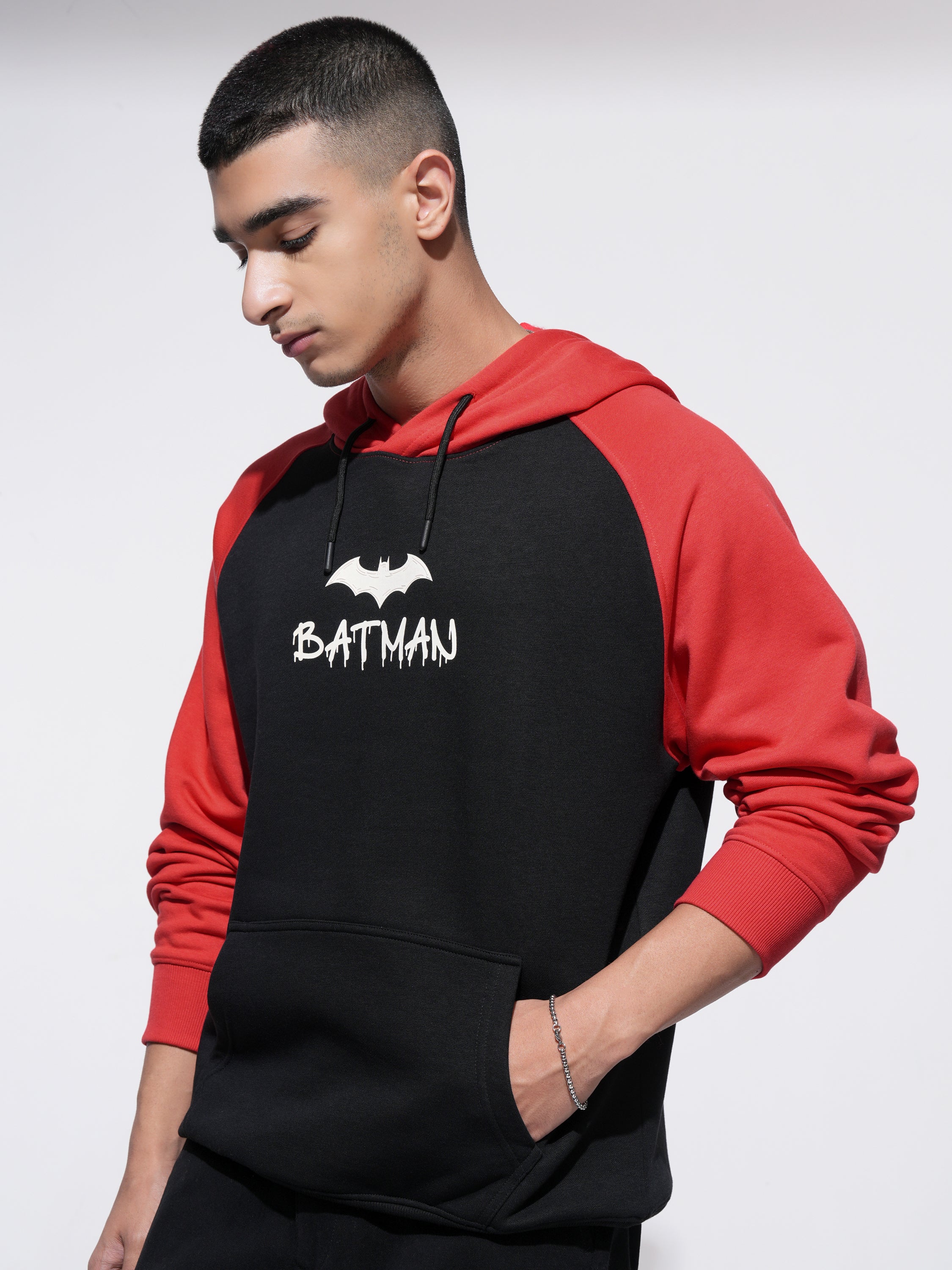 DC By Highlander Men Black Batman Hooded Pullover Sweatshirt - Black - Image 4