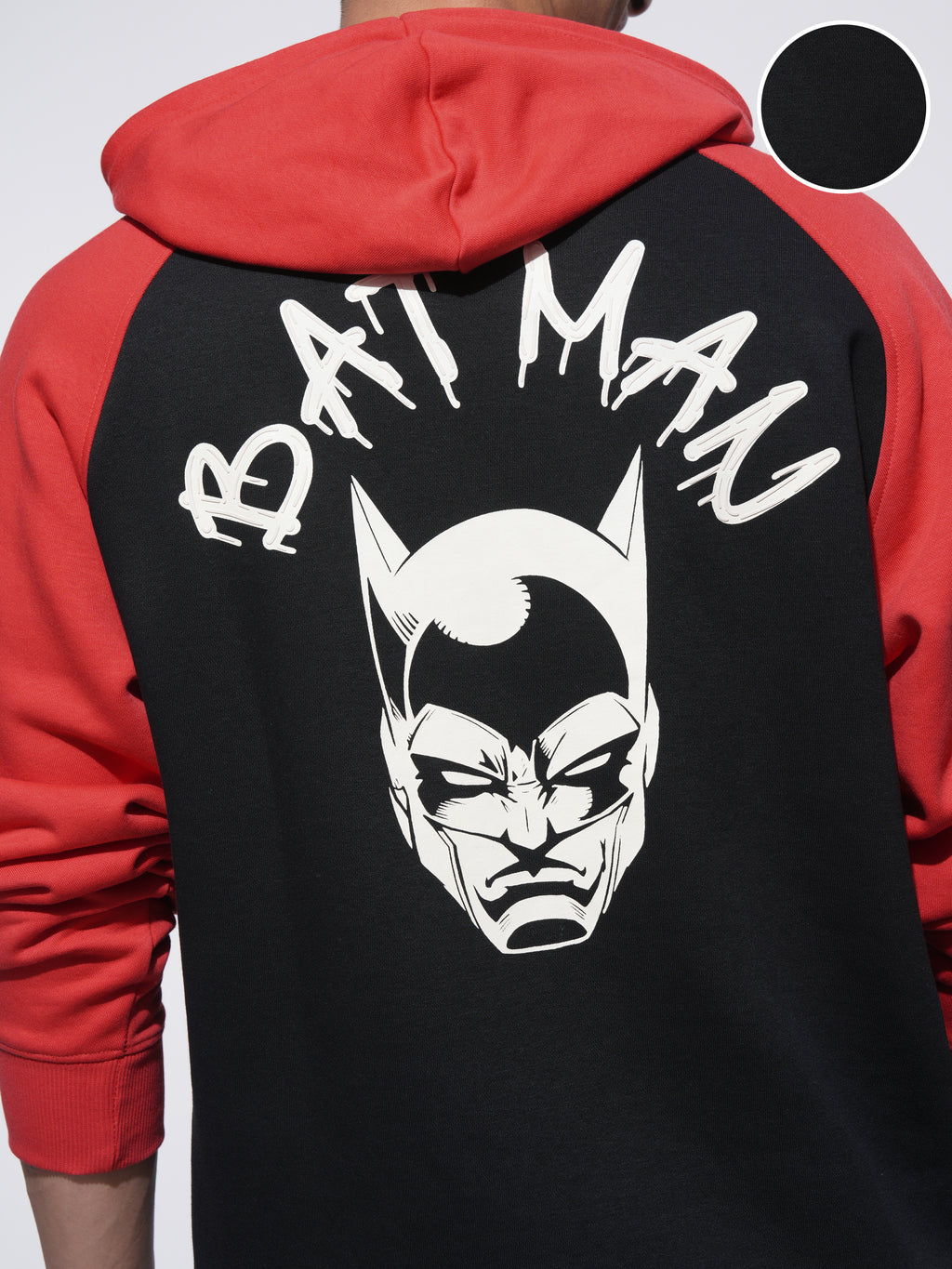 DC By Highlander Men Black Batman Hooded Pullover Sweatshirt - Black - Image 5