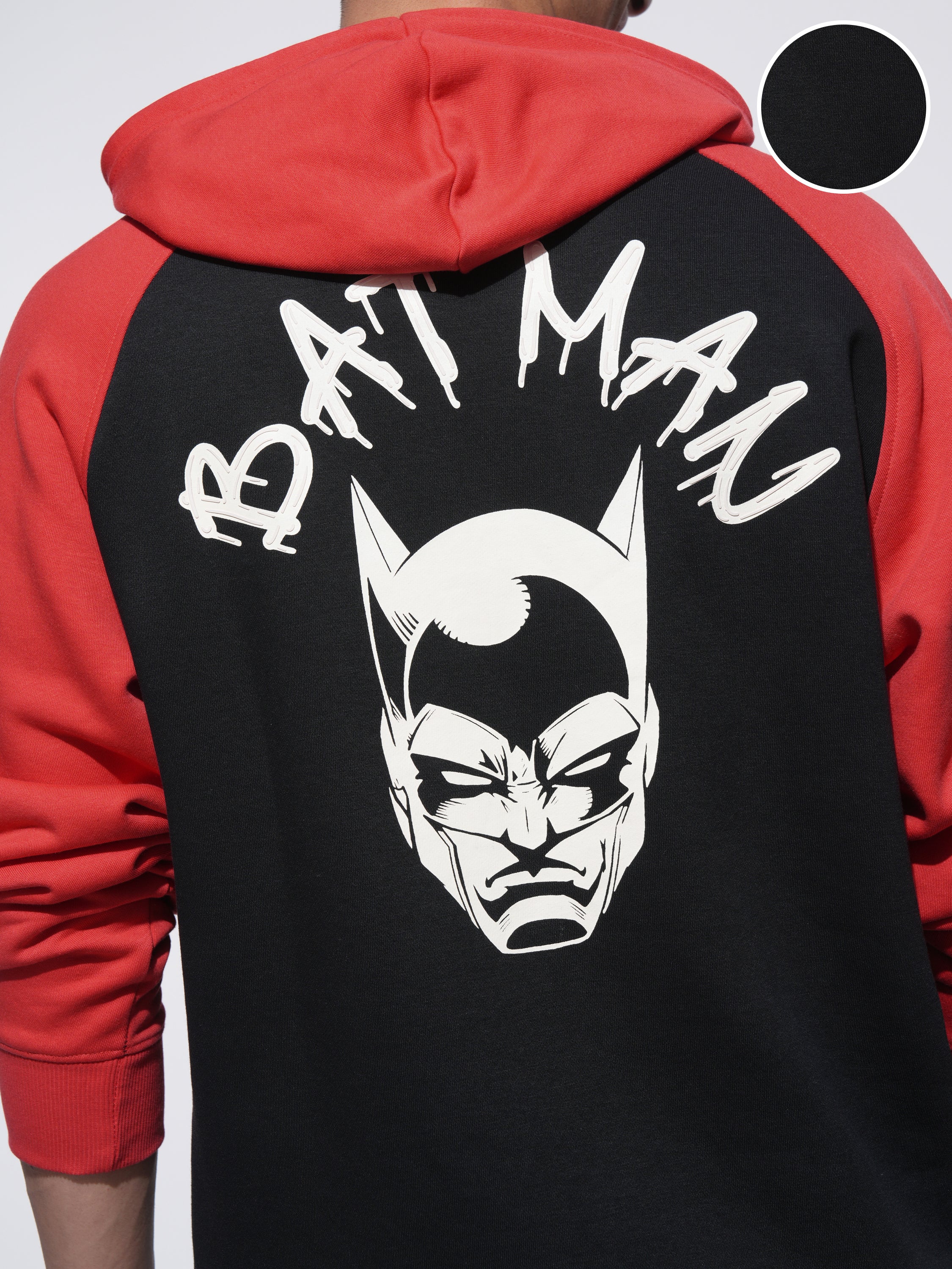 DC By Highlander Men Black Batman Hooded Pullover Sweatshirt - Black - Image 5