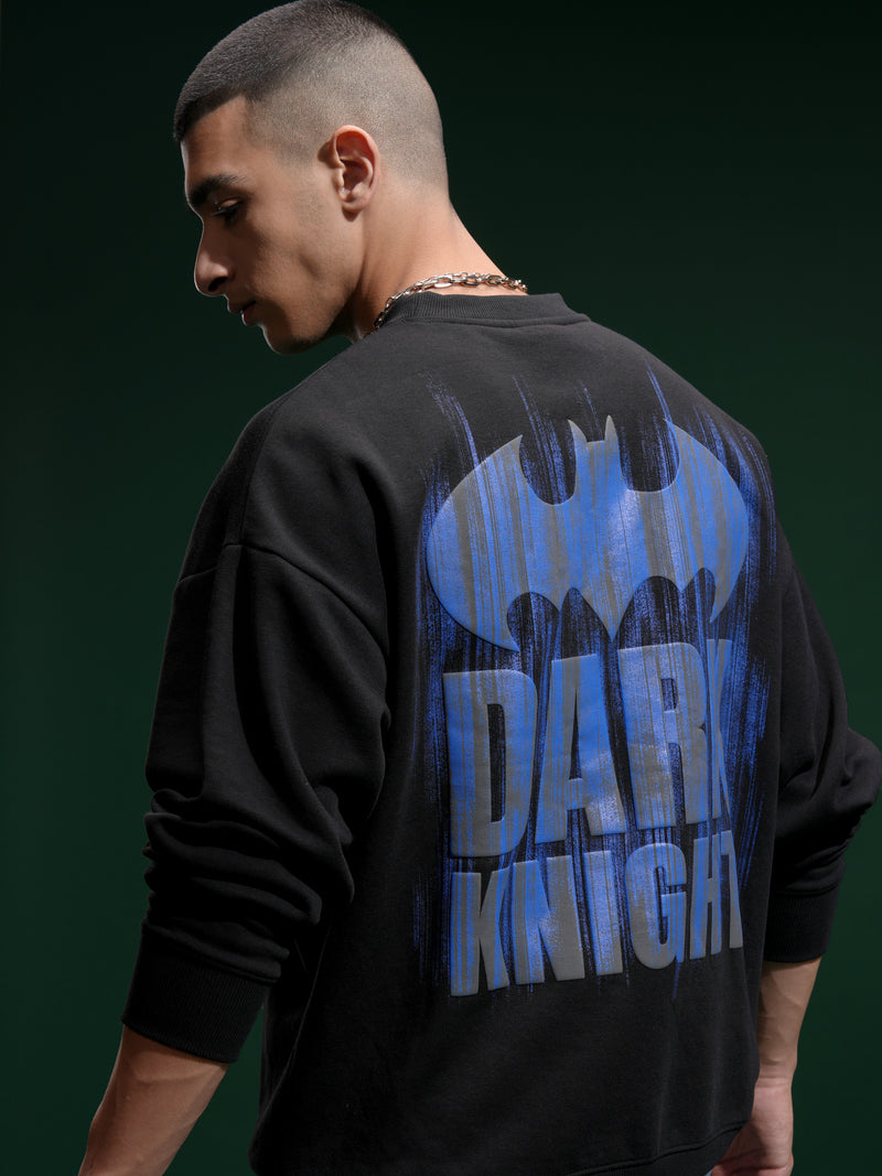 DC By Highlander Men Black Batman Round Neck Pullover Sweatshirt - Black - Image 1