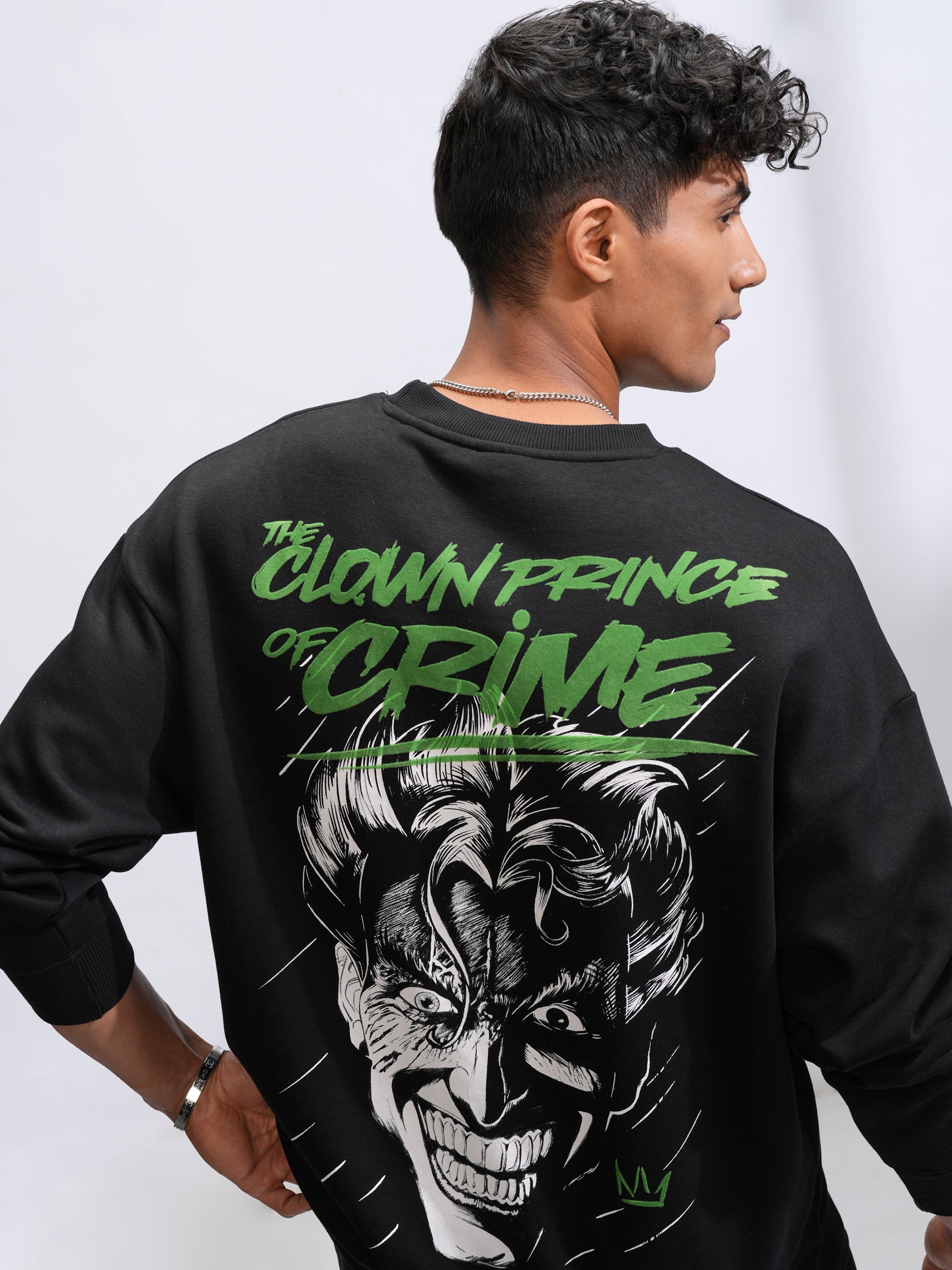 DC By Highlander Men Black Joker Round Neck Pullover Sweatshirt - Black - Image 1