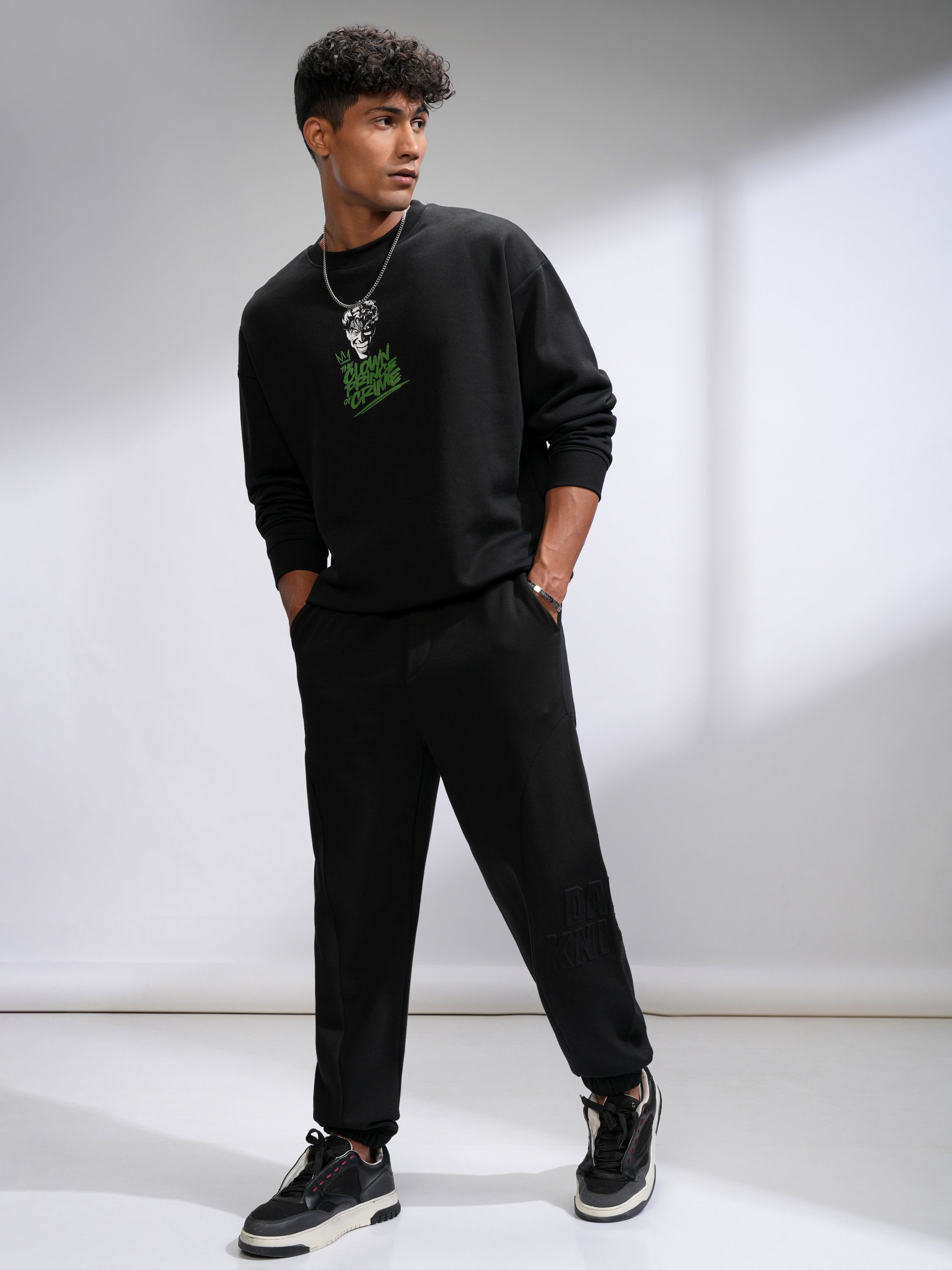 DC By Highlander Men Black Joker Round Neck Pullover Sweatshirt - Black - Image 2