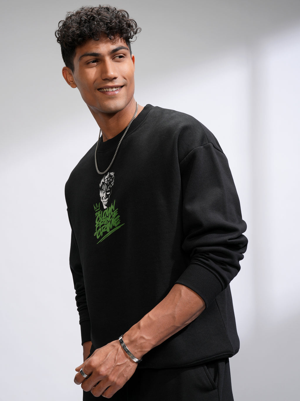 DC By Highlander Men Black Joker Round Neck Pullover Sweatshirt - Black - Image 4