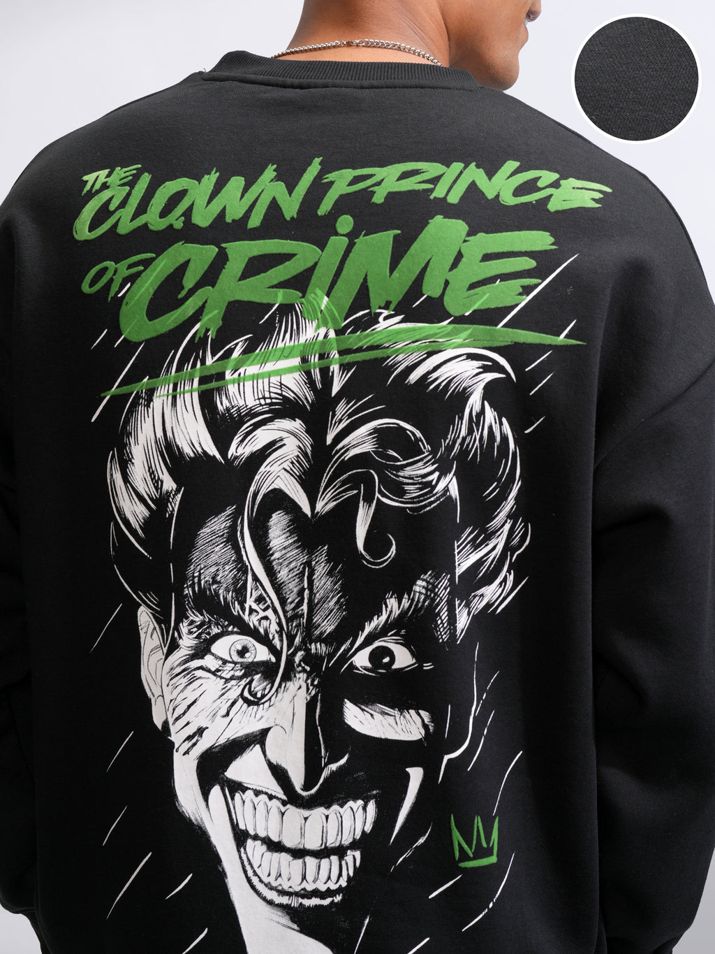 DC By Highlander Men Black Joker Round Neck Pullover Sweatshirt - Black - Image 5