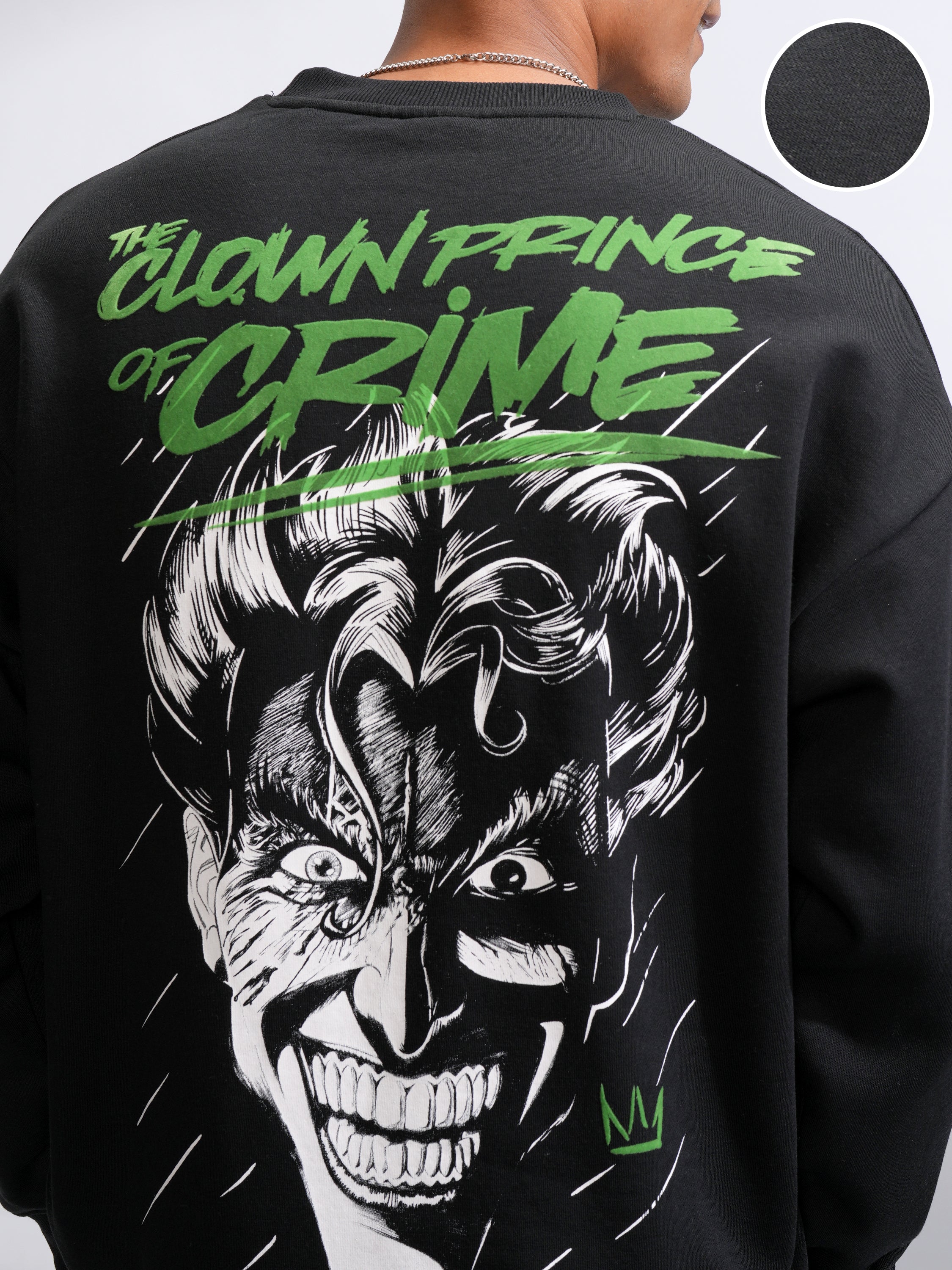 DC By Highlander Men Black Joker Round Neck Pullover Sweatshirt - Black - Image 5