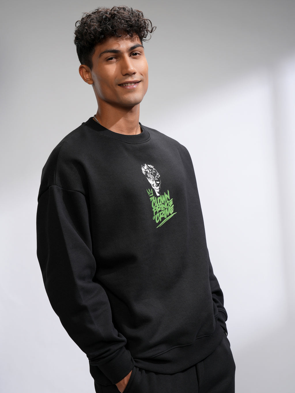 DC By Highlander Men Black Joker Round Neck Pullover Sweatshirt - Black - Image 6