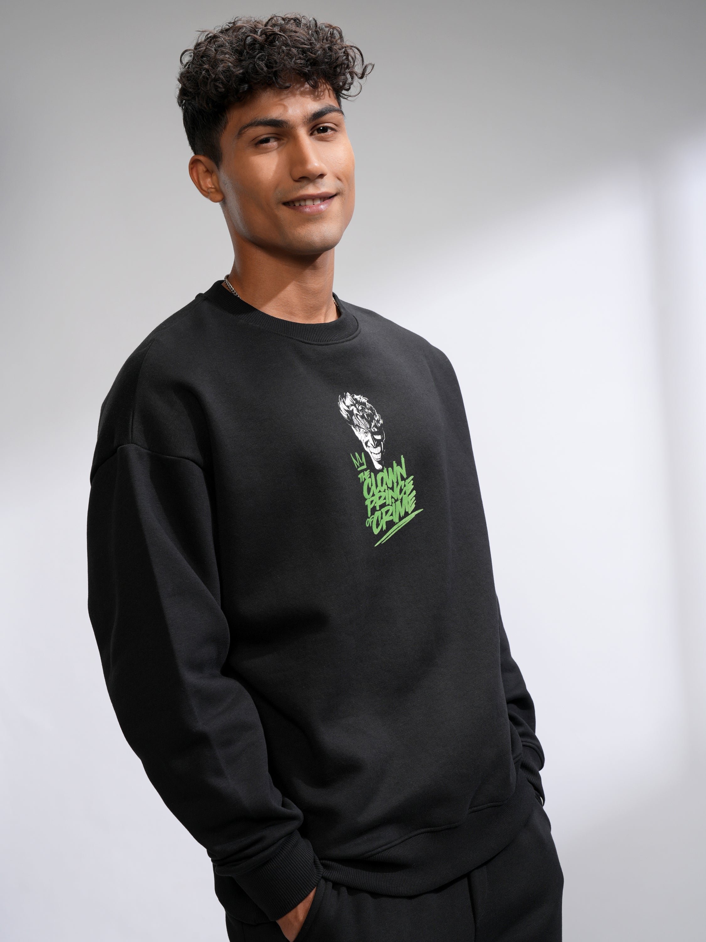 DC By Highlander Men Black Joker Round Neck Pullover Sweatshirt - Black - Image 6