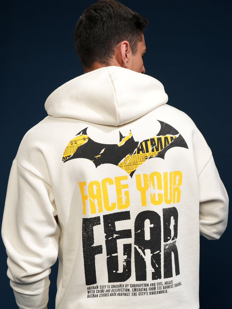 DC By Highlander Men White Batman Hooded Pullover Sweatshirt - White - Image 1