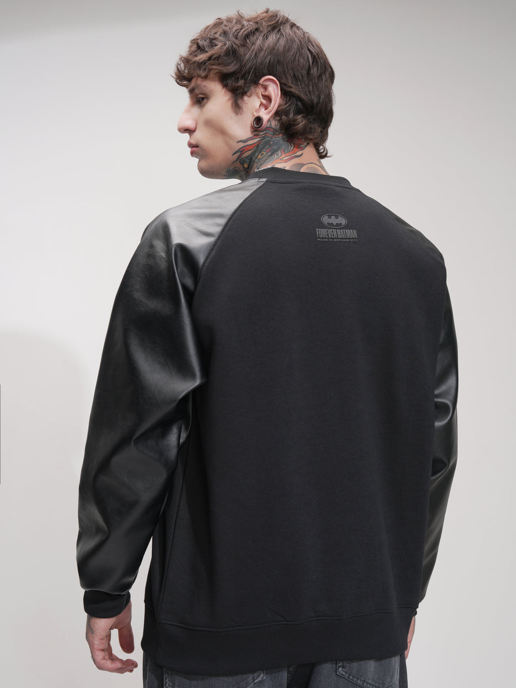 DC By Highlander Men Black Batman Round Neck Pullover Sweatshirt - Black - Image 3