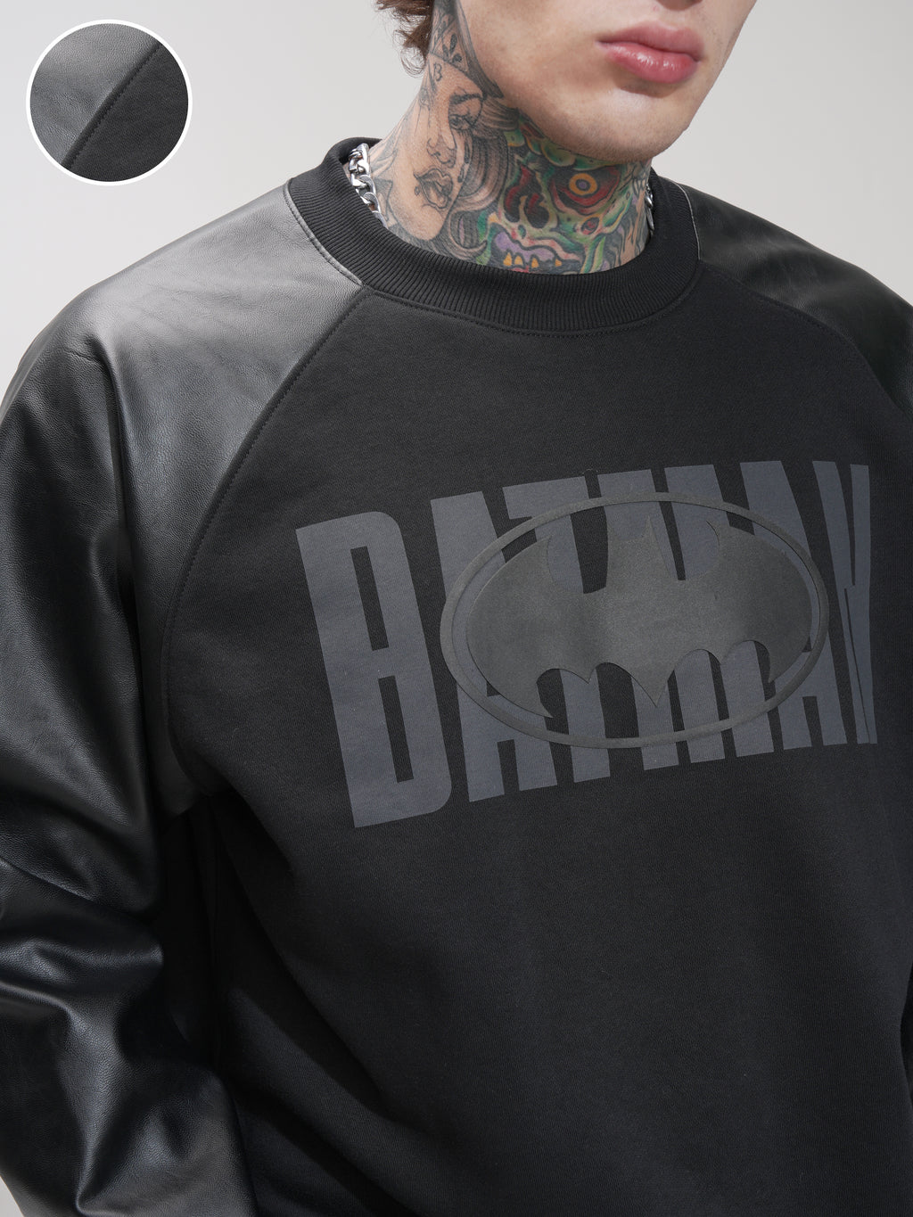 DC By Highlander Men Black Batman Round Neck Pullover Sweatshirt - Black - Image 5