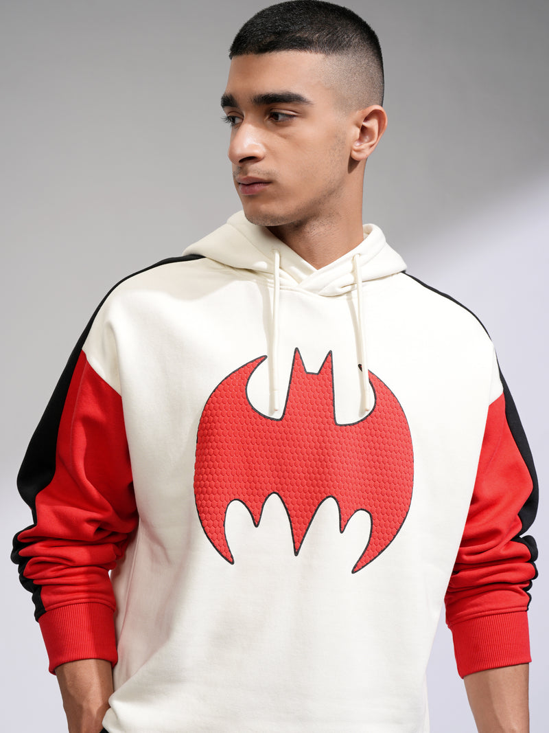 DC By Highlander Men White Batman Hooded Pullover Sweatshirt - White - Image 1