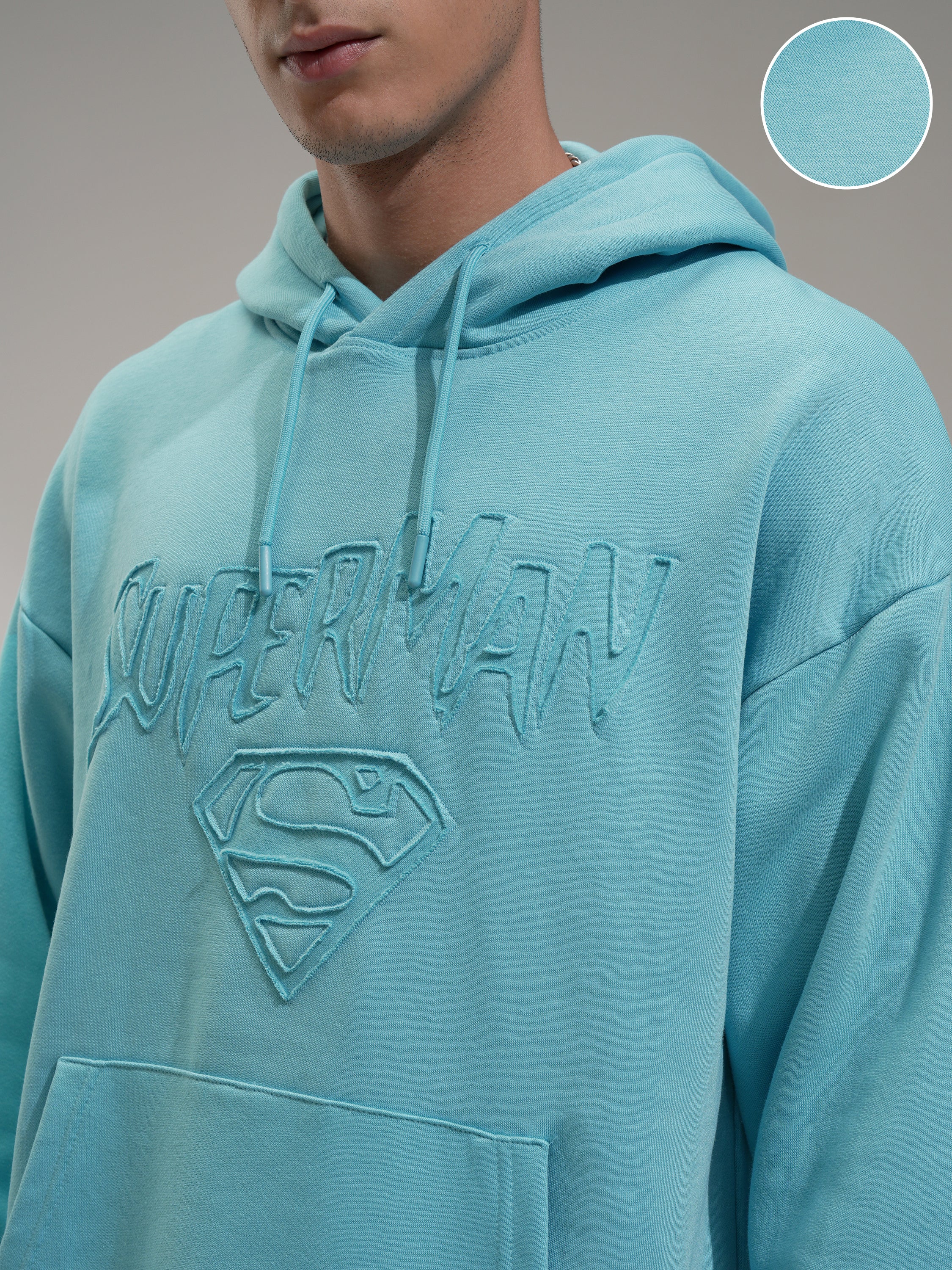 DC By Highlander Men Blue Superman Hooded Pullover Sweatshirt - Blue - Image 5