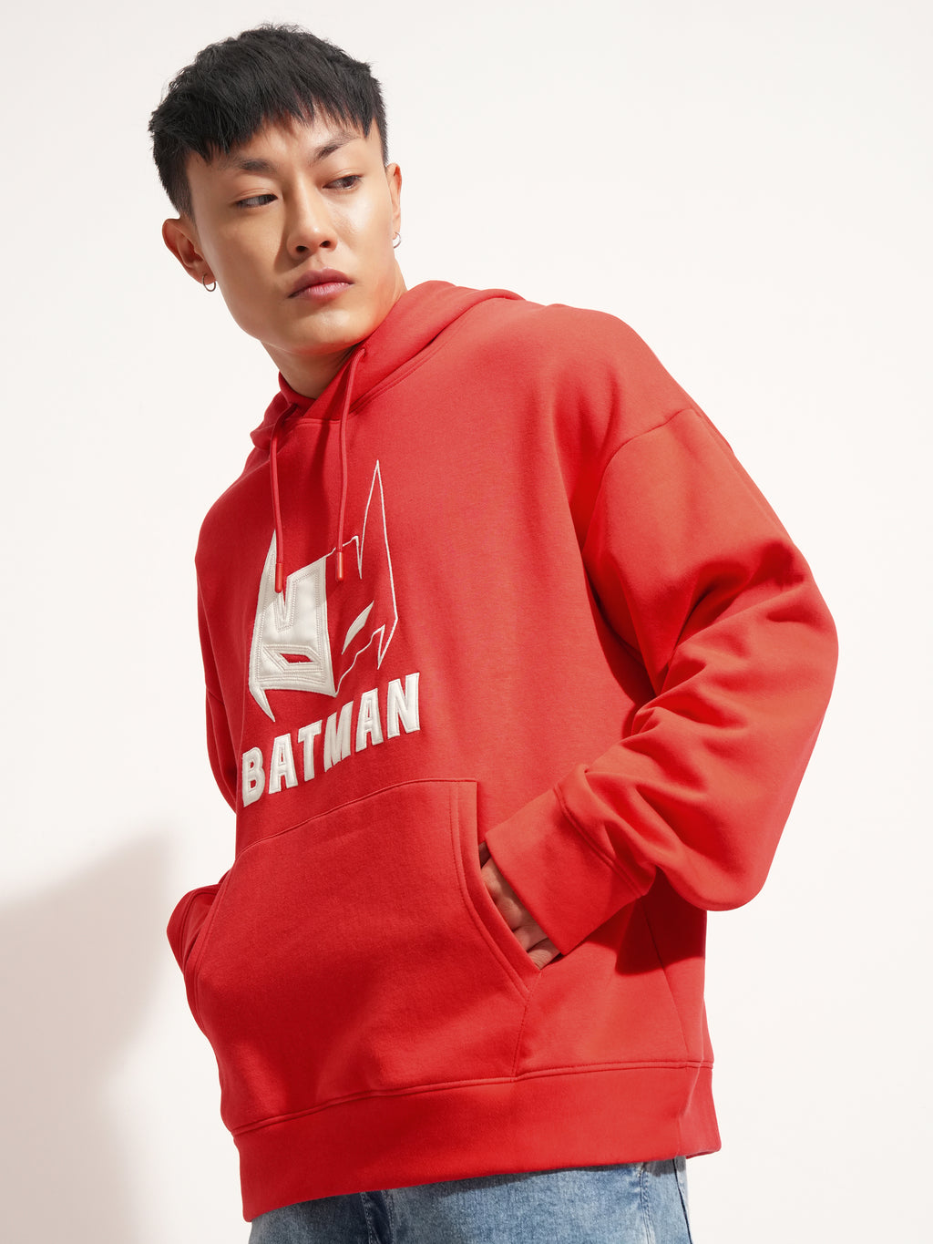 WB By Highlander Men Red Batman Hooded Pullover Sweatshirt - Red - Image 4