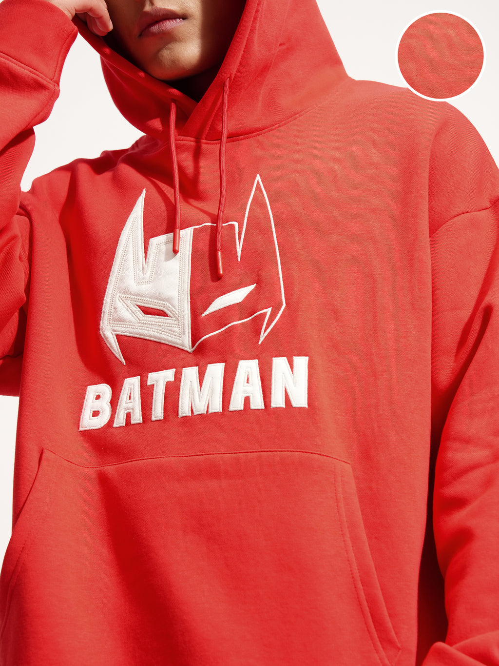 WB By Highlander Men Red Batman Hooded Pullover Sweatshirt - Red - Image 5