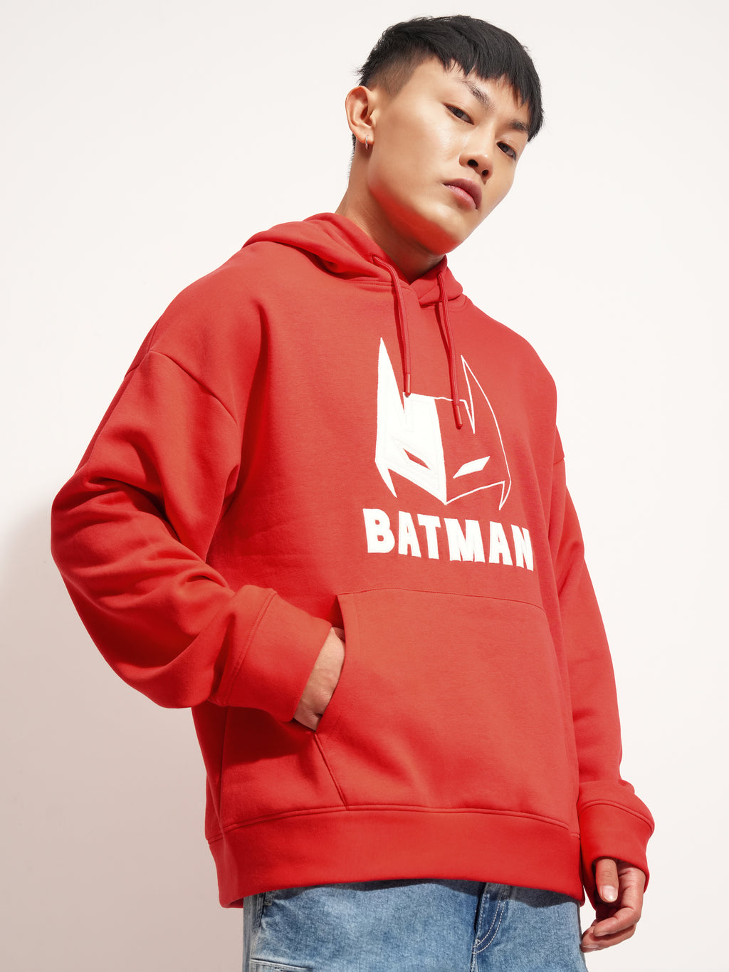 WB By Highlander Men Red Batman Hooded Pullover Sweatshirt - Red - Image 6