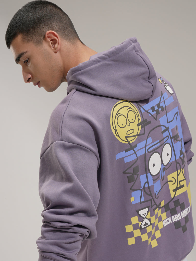 WB By Highlander Men Purple Rick And Morty Hooded Pullover Sweatshirt - Purple - Image 1