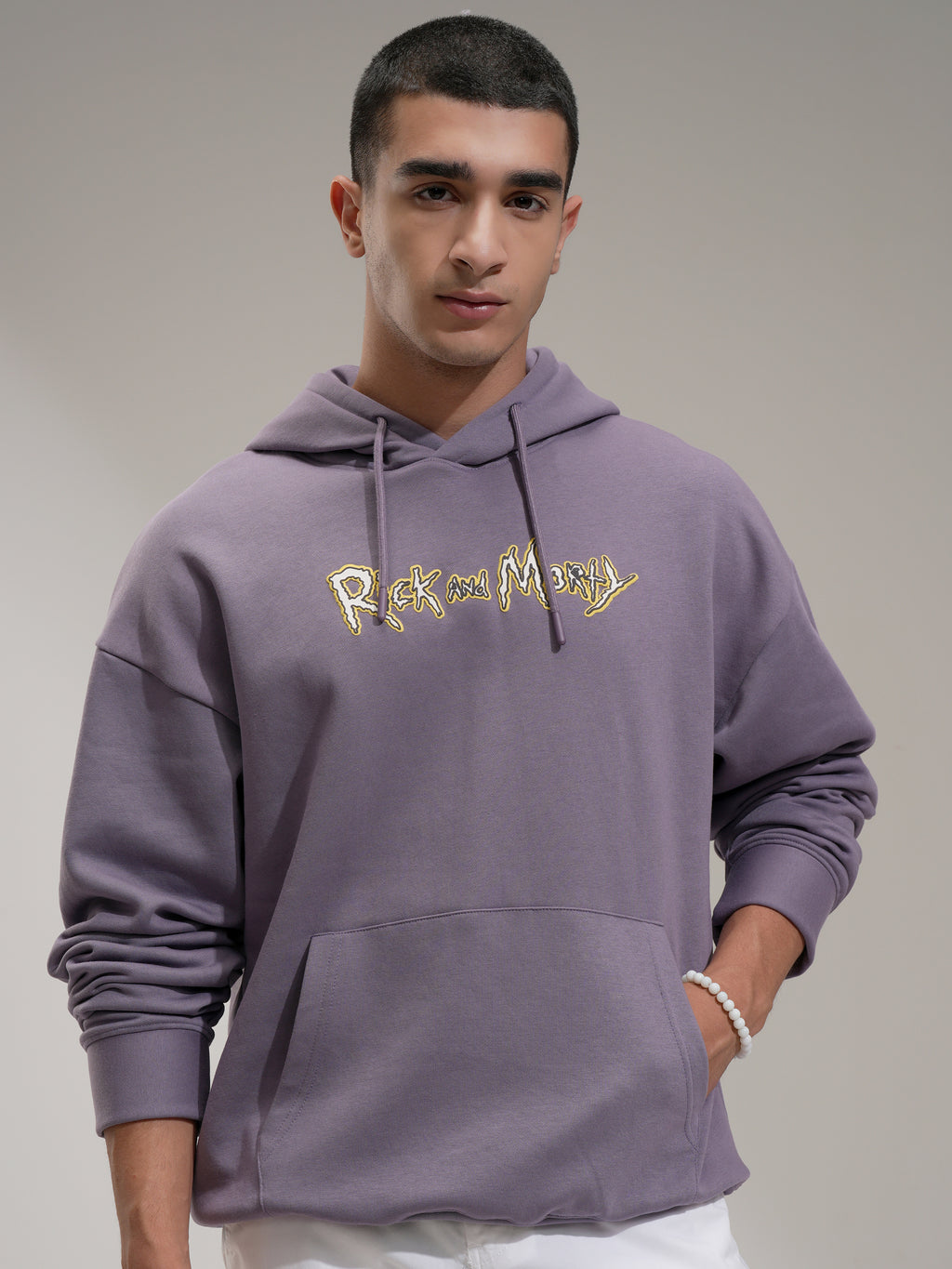 WB By Highlander Men Purple Rick And Morty Hooded Pullover Sweatshirt - Purple - Image 3