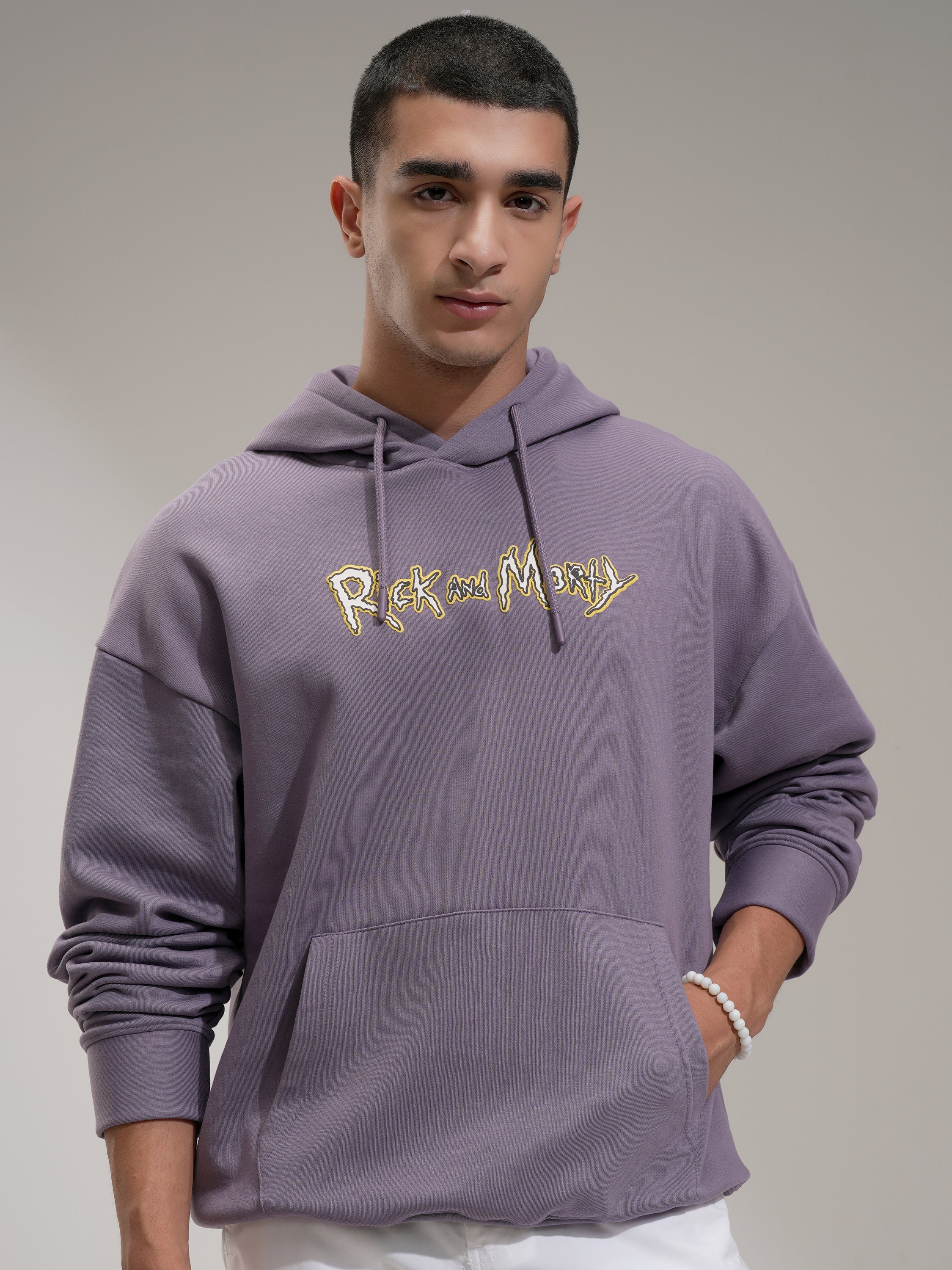 WB By Highlander Men Purple Rick And Morty Hooded Pullover Sweatshirt - Purple - Image 3