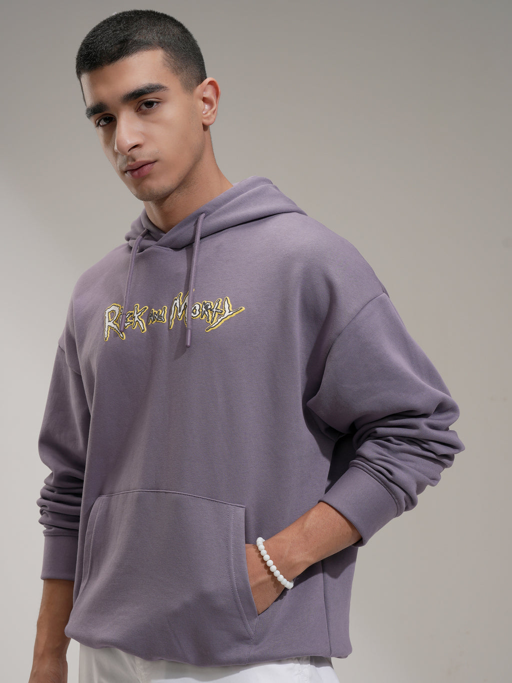 WB By Highlander Men Purple Rick And Morty Hooded Pullover Sweatshirt - Purple - Image 4