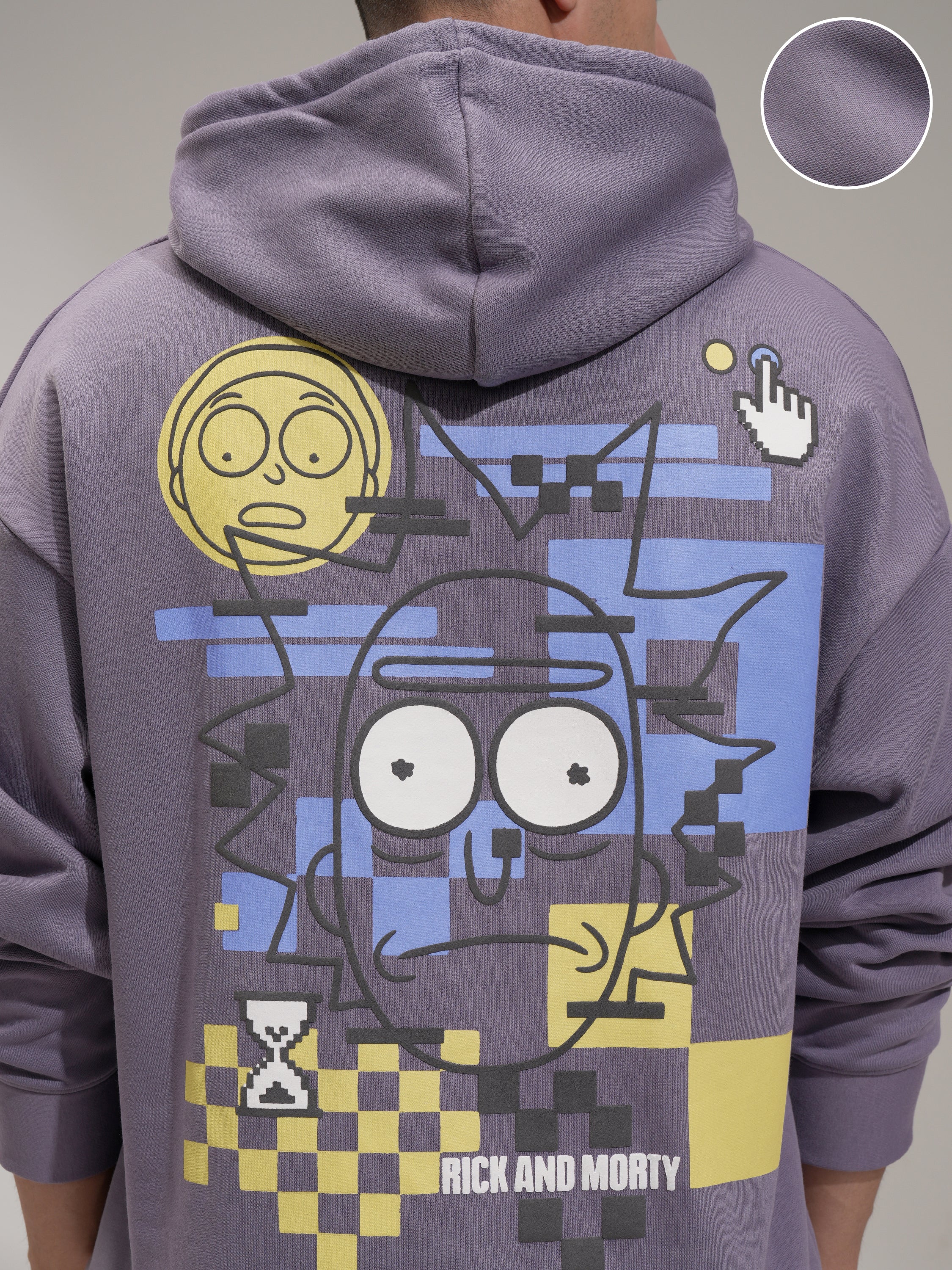 WB By Highlander Men Purple Rick And Morty Hooded Pullover Sweatshirt - Purple - Image 5