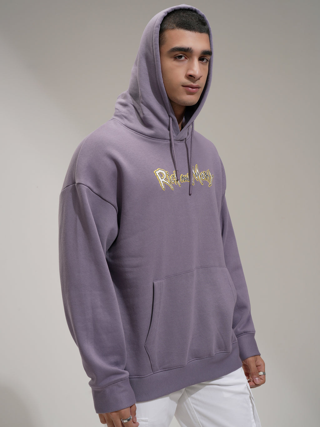 WB By Highlander Men Purple Rick And Morty Hooded Pullover Sweatshirt - Purple - Image 6