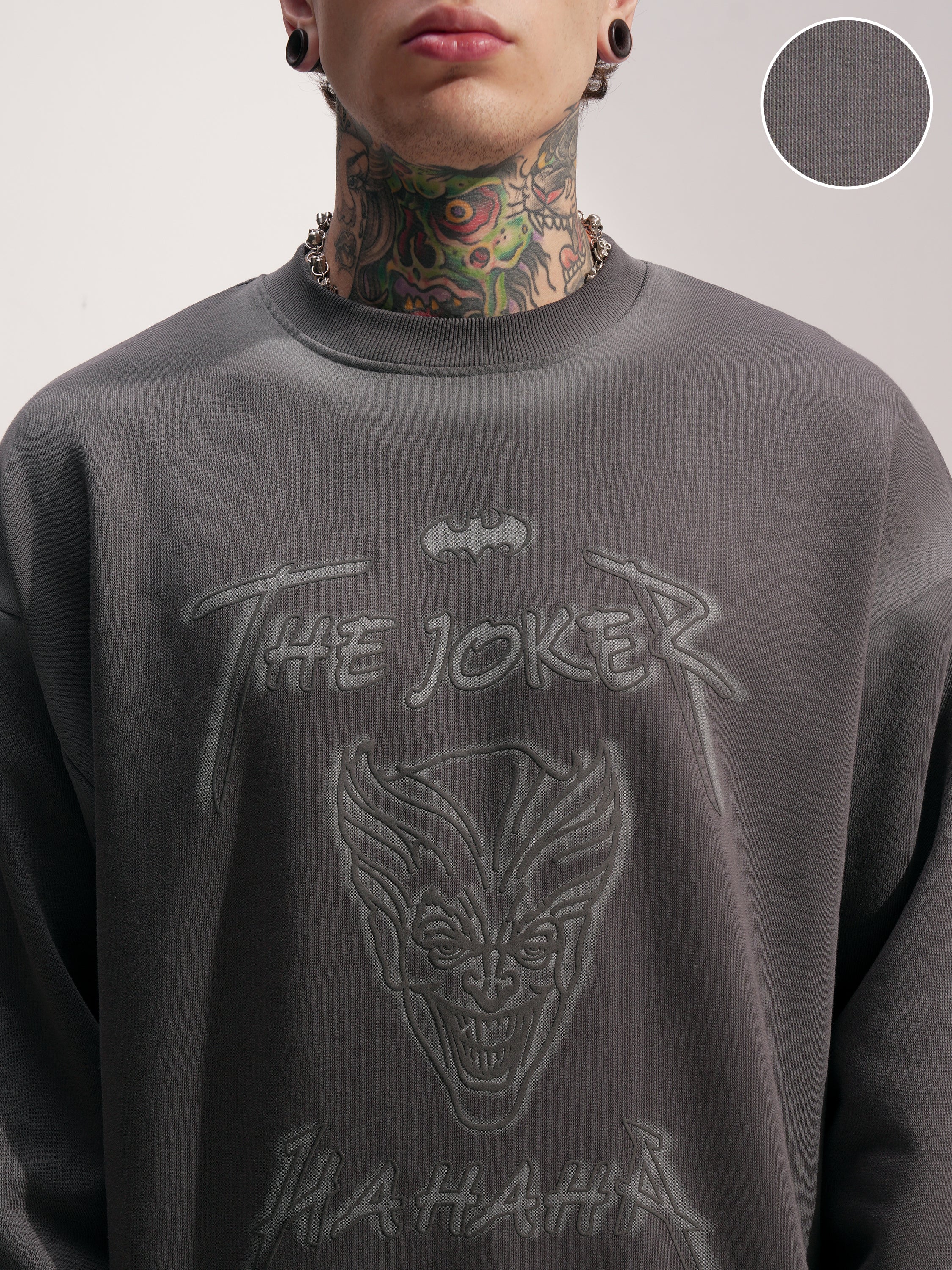 DC By Highlander Men Grey Batman Round Neck Pullover Sweatshirt - Grey - Image 5