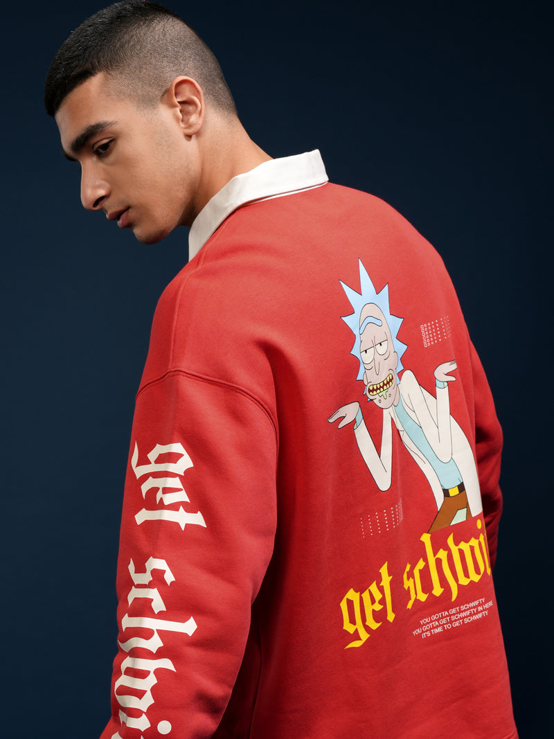 WB By Highlander Men Red Rick Sanchez Printed Polo Collar T-Shirt - Red - Image 1