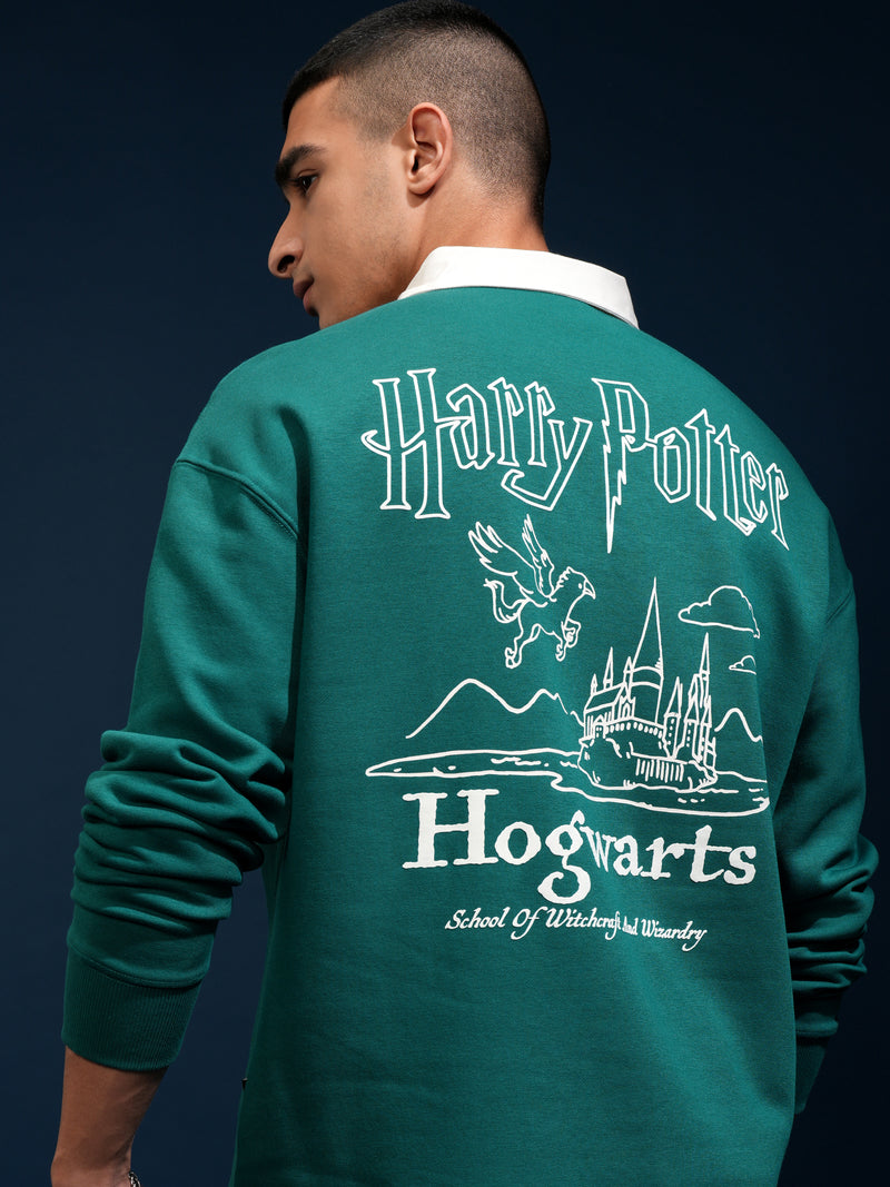 WB By Highlander Men Green Harry Potter Printed Polo Collar T-Shirt - Green - Image 1