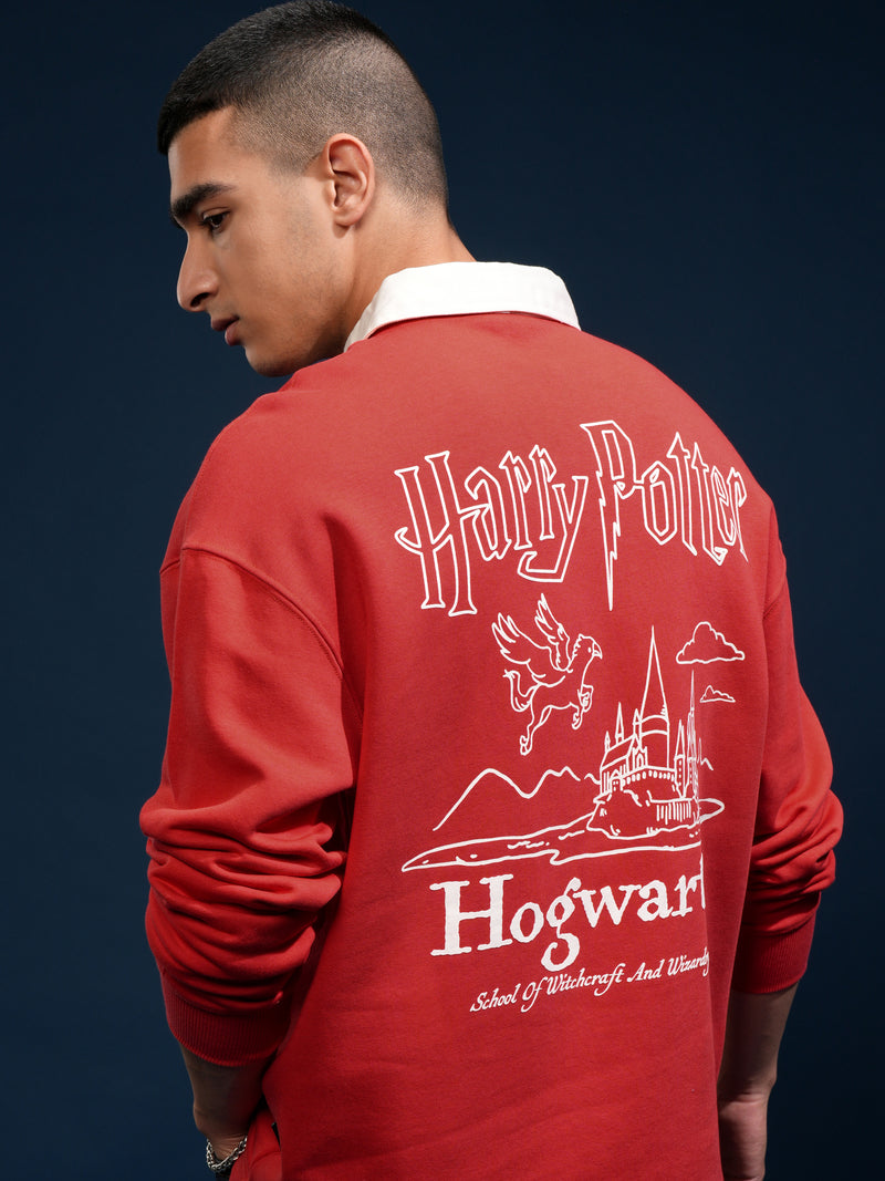 WB By Highlander Men Red Harry Potter Printed Polo Collar T-Shirt - Red - Image 1