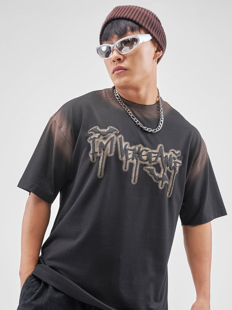 DC By Highlander Men Black Batman Printed Round Neck Oversized Fit T-Shirt - Black - Image 1