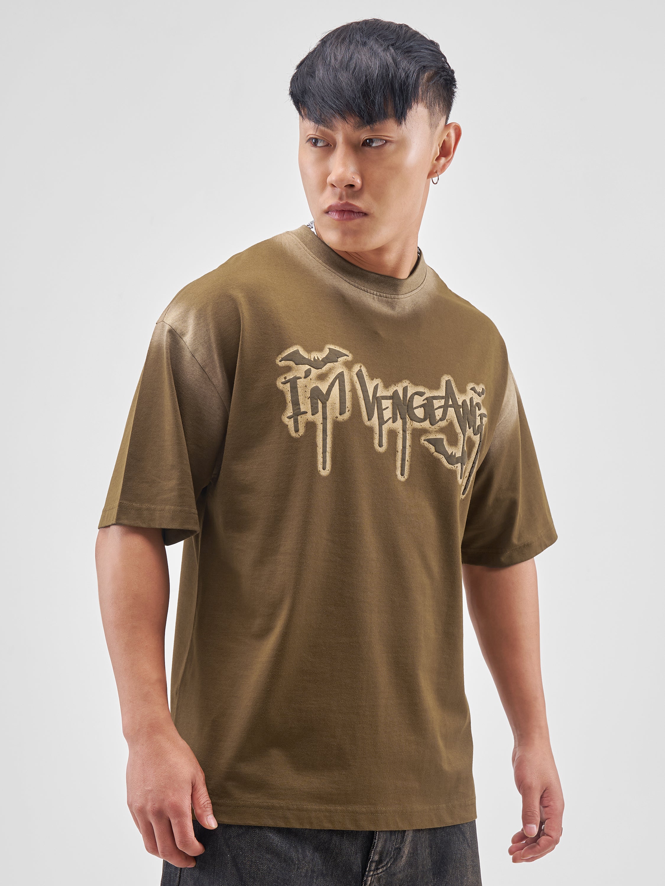 DC BY Highlander Men Brown Batman Printed Round Neck Oversized Fit T-Shirt - Brown - Image 6