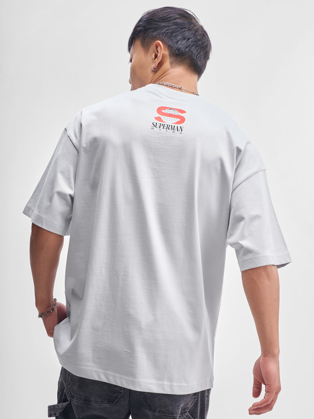 Highlander Men Grey Printed Round Neck Oversized Fit T-Shirt - Grey - Image 3