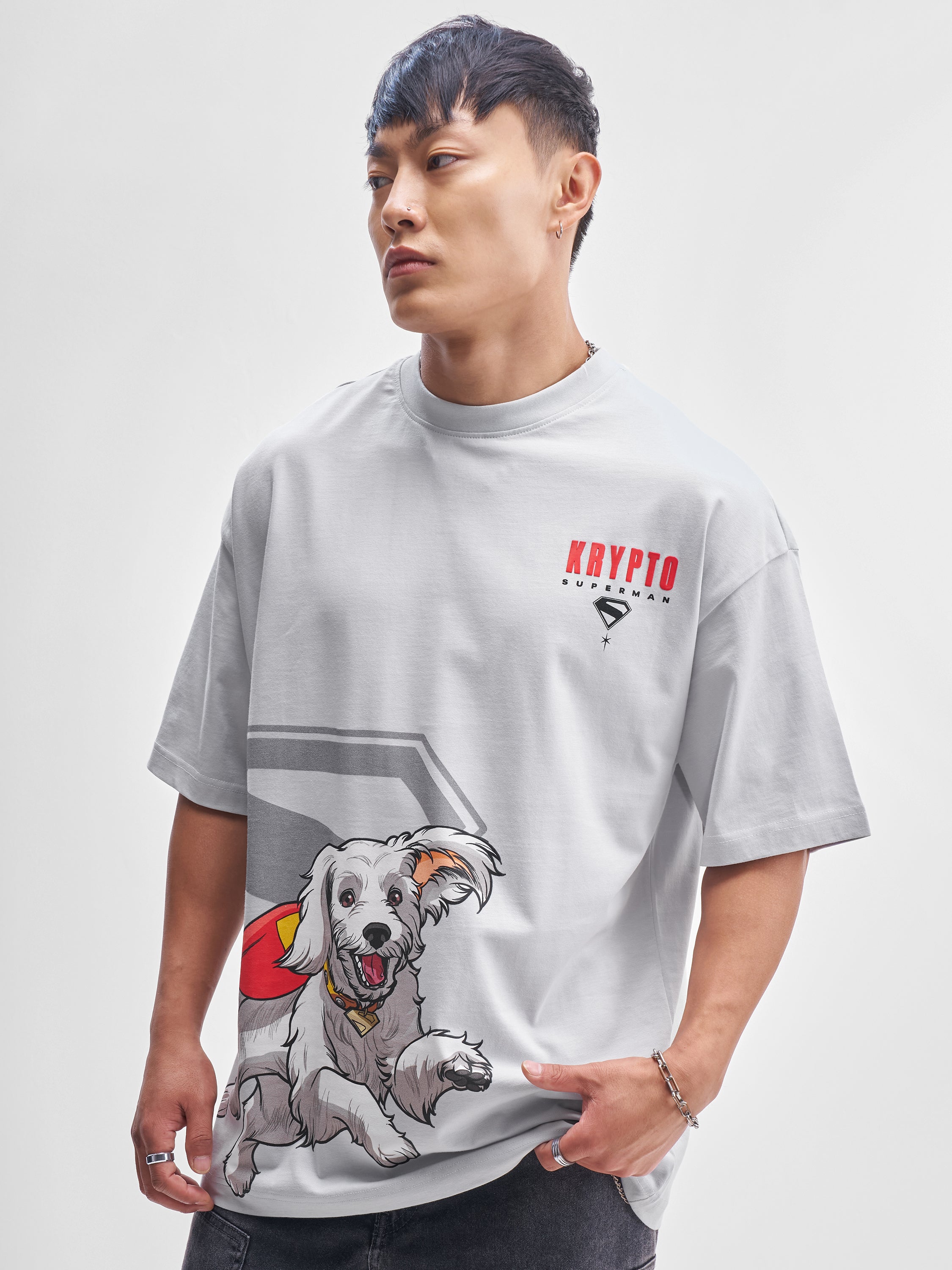 Highlander Men Grey Printed Round Neck Oversized Fit T-Shirt - Grey - Image 4