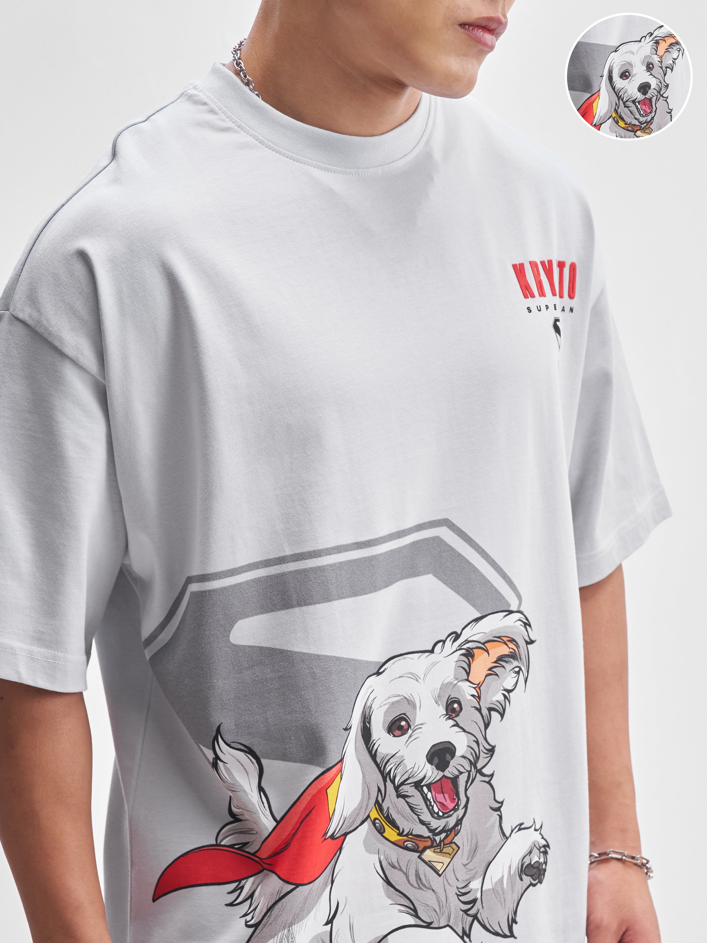 Highlander Men Grey Printed Round Neck Oversized Fit T-Shirt - Grey - Image 5