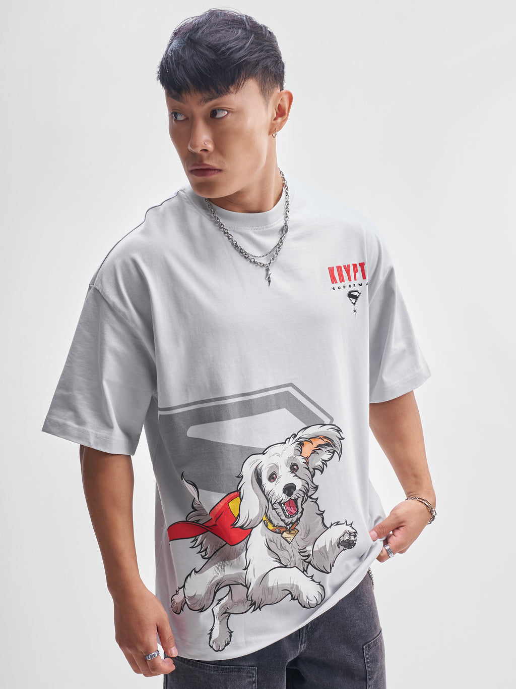 Highlander Men Grey Printed Round Neck Oversized Fit T-Shirt - Grey - Image 6