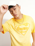 DC By Highlander Men Orange Superman Printed Round Neck Oversized Fit T-Shirt - Orange - Image 1