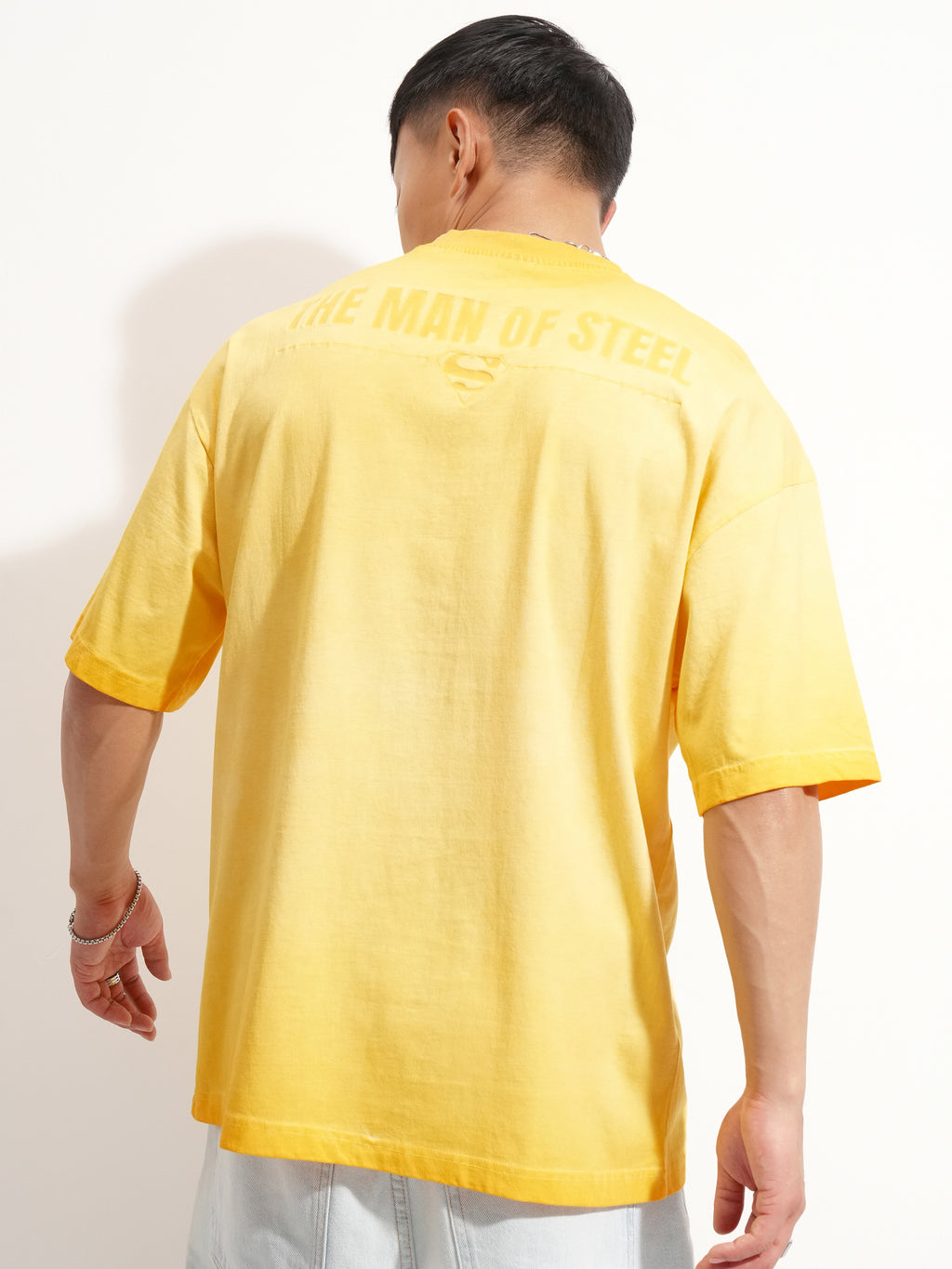 DC By Highlander Men Orange Superman Printed Round Neck Oversized Fit T-Shirt - Orange - Image 3