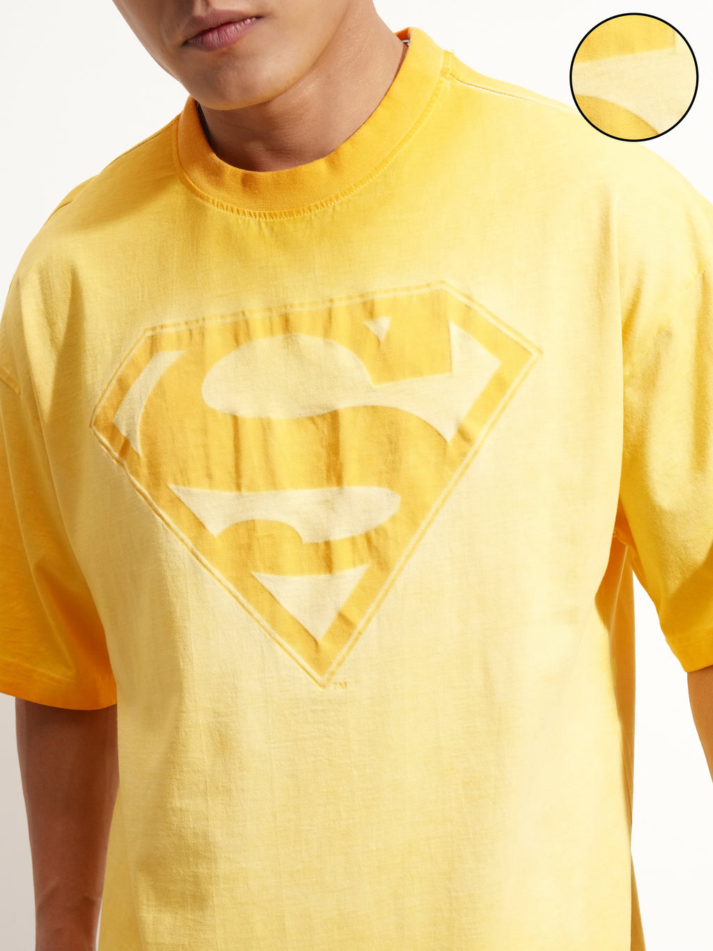 DC By Highlander Men Orange Superman Printed Round Neck Oversized Fit T-Shirt - Orange - Image 5